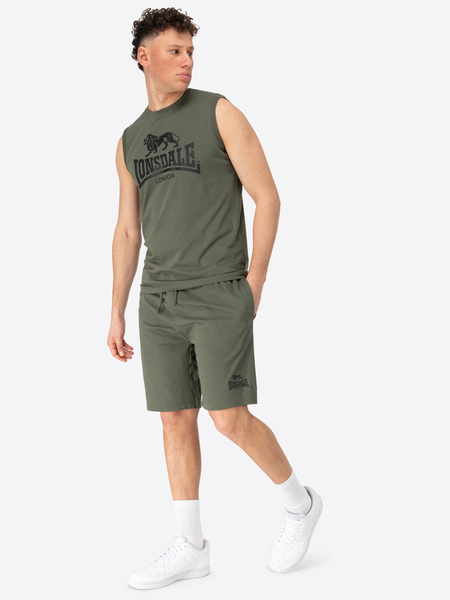Lonsdale 117434 Allanton Kurzer Trainingsanzug Schwarz Olive