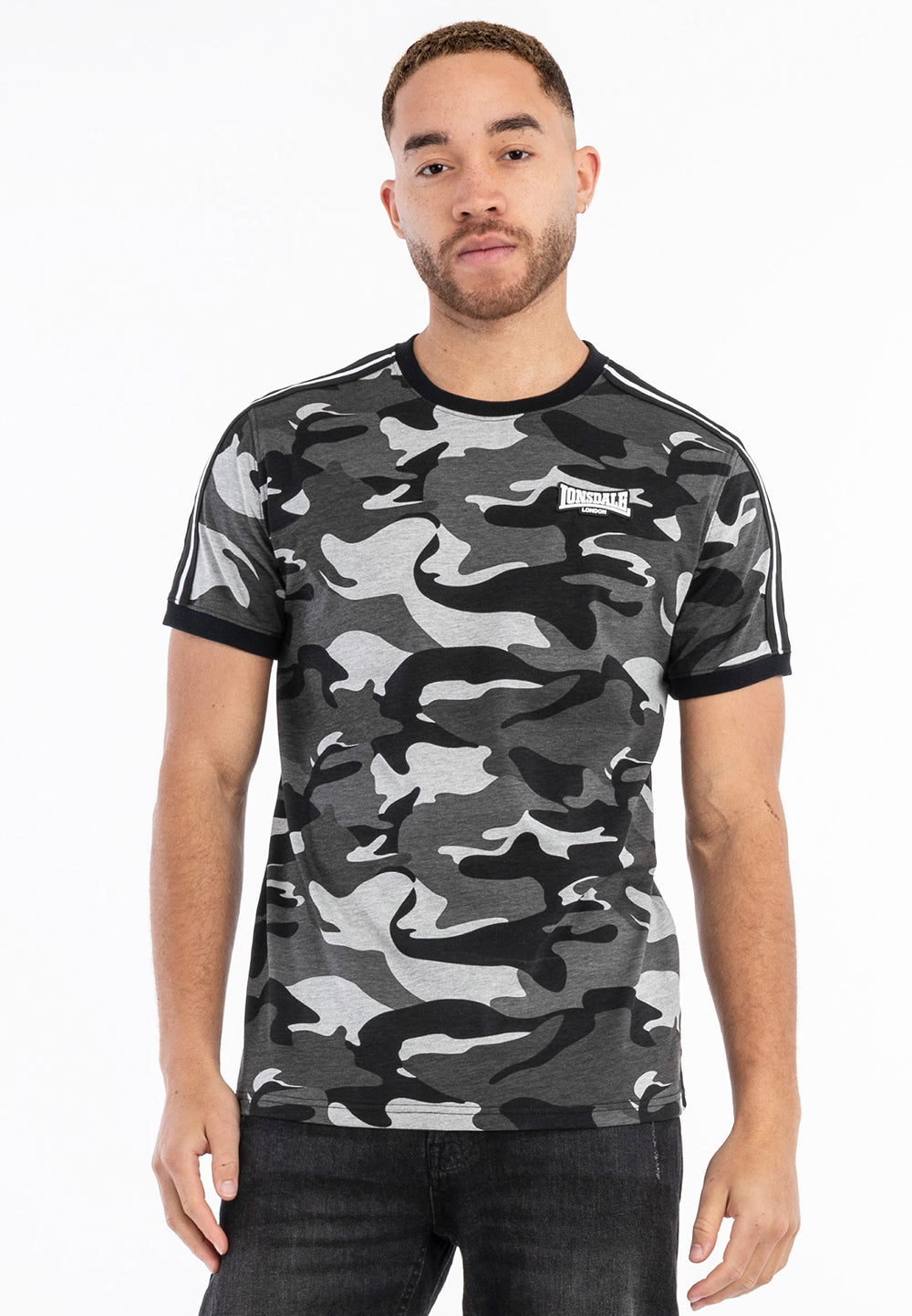 Lonsdale 117520 Gunnista T-Shirt - Camo Grau