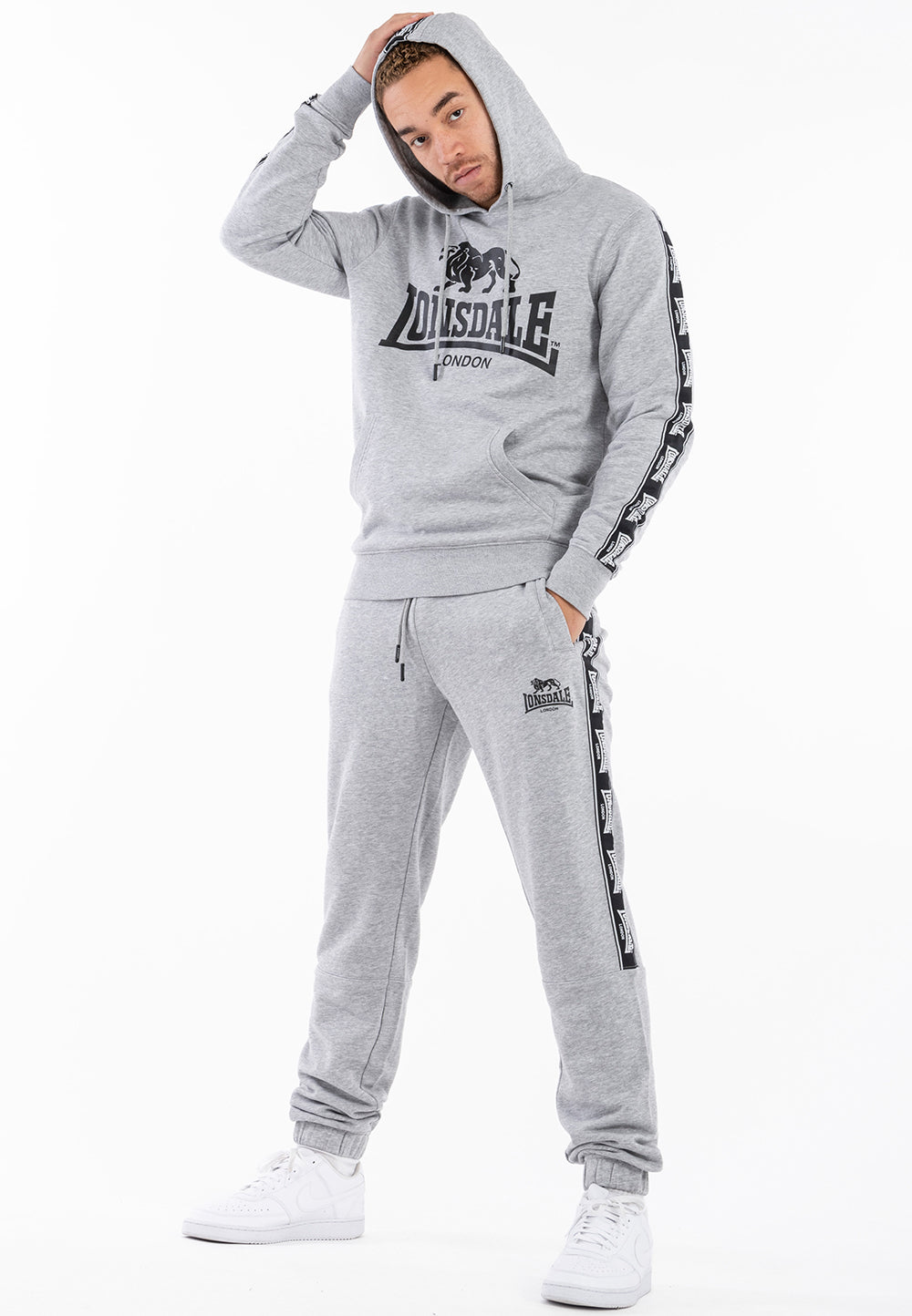 Lonsdale 117553 Scousburgh Kapuzenpullover Marl Grey