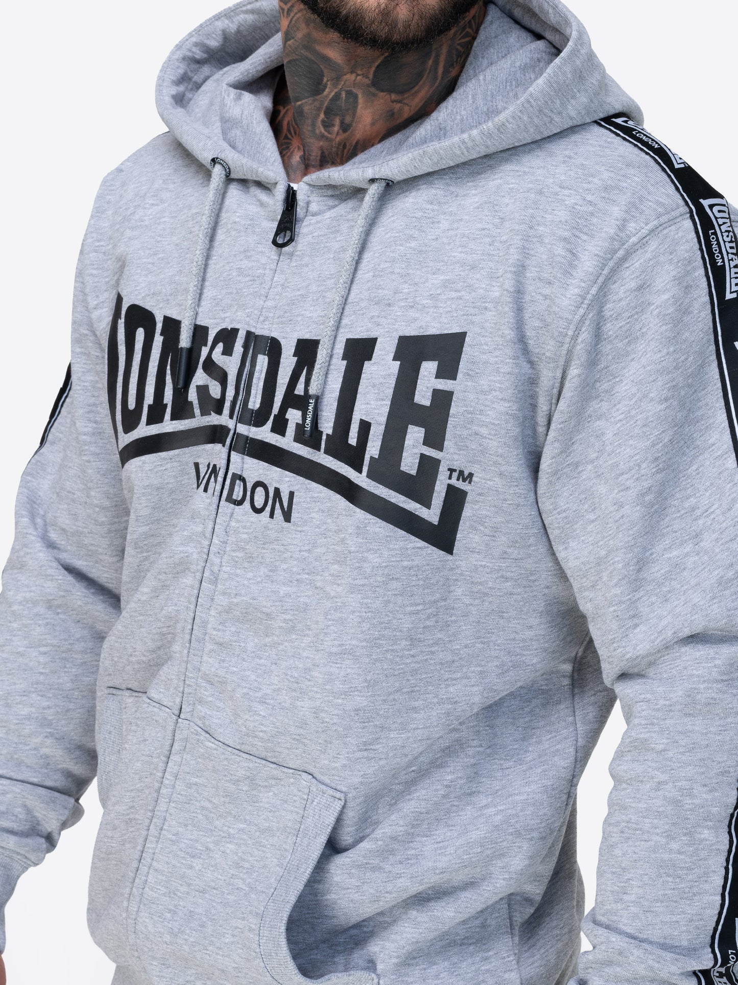 Lonsdale 117558 Bigton Kapuzensweatjacke Marl Grey