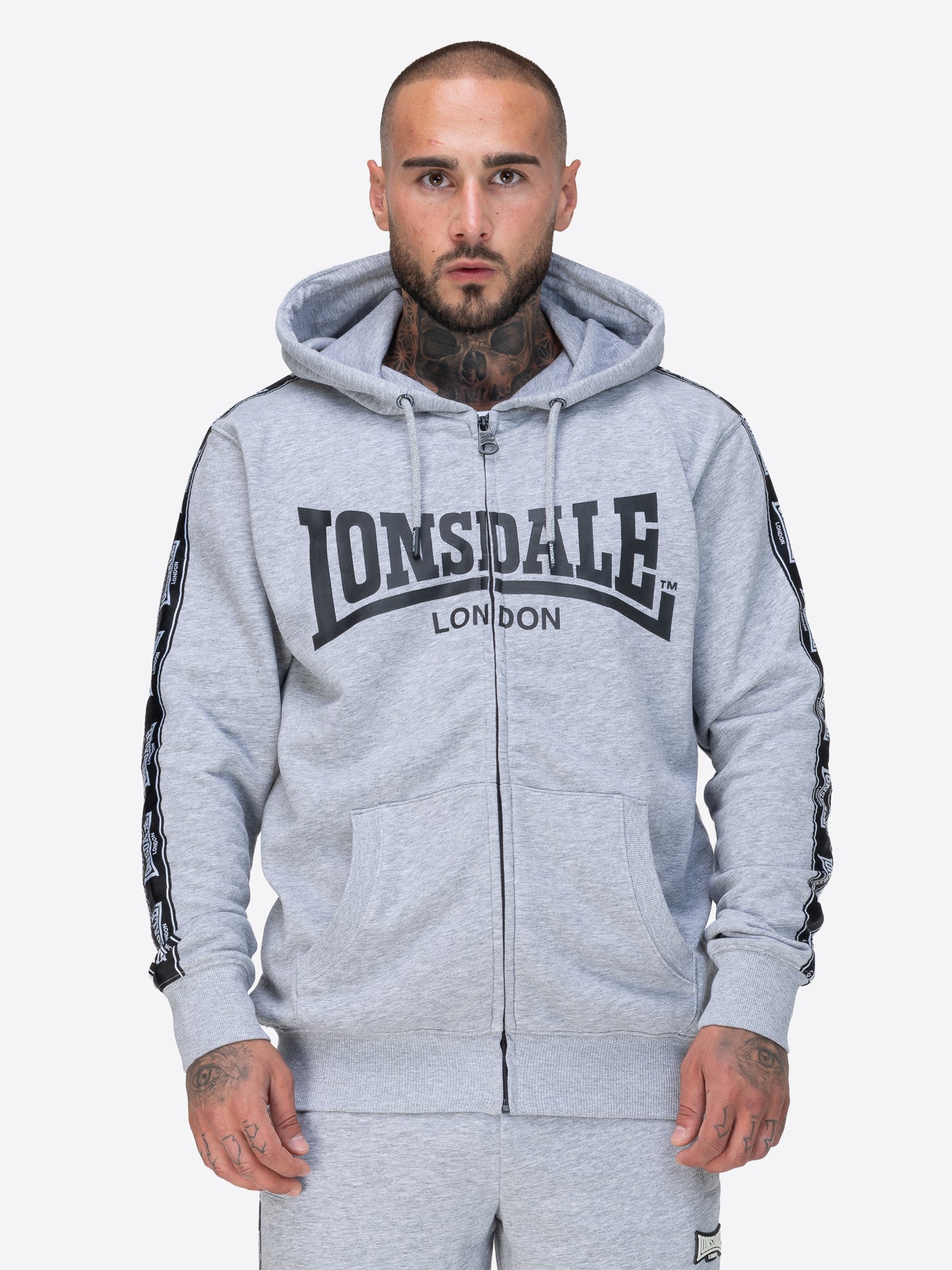 Lonsdale 117558 Bigton Kapuzensweatjacke Marl Grey