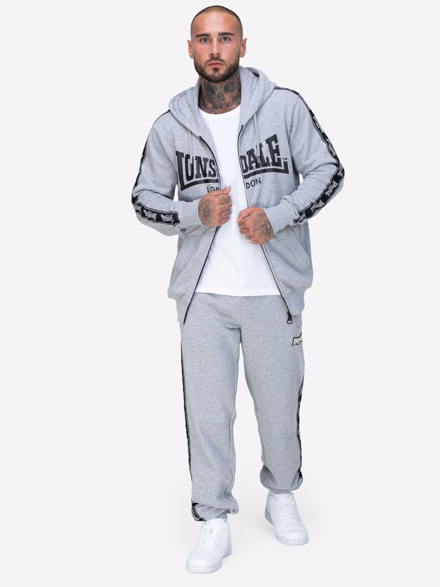 Lonsdale 117558 Bigton Kapuzensweatjacke Marl Grey