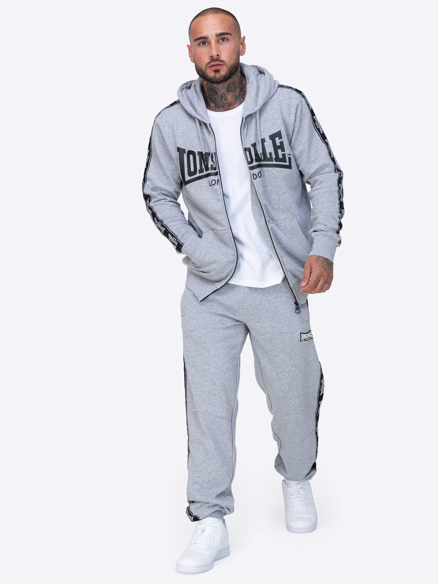 Lonsdale 117558 Bigton Kapuzensweatjacke Marl Grey