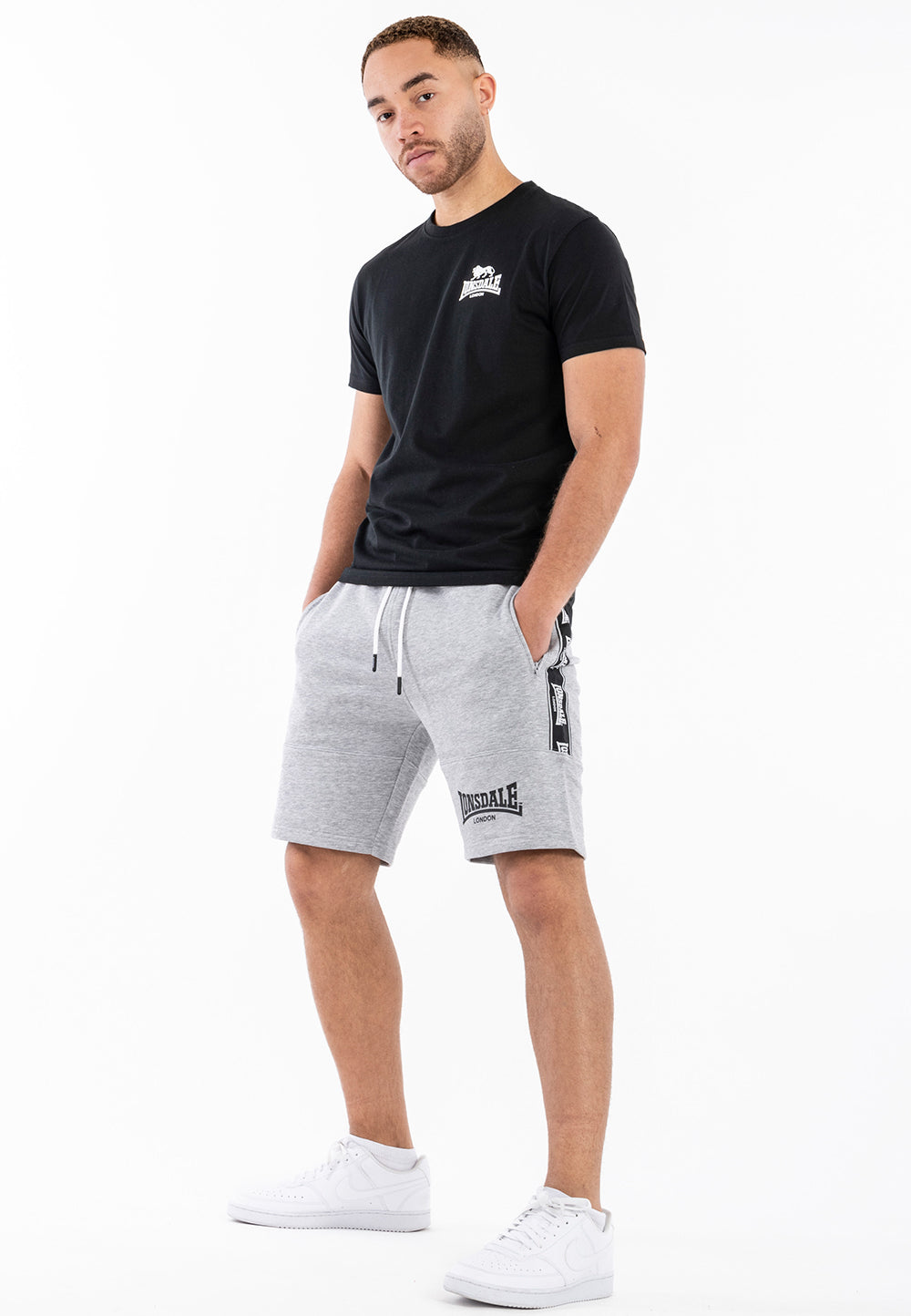 Lonsdale 117566 Scarvell Shorts Marl Grey