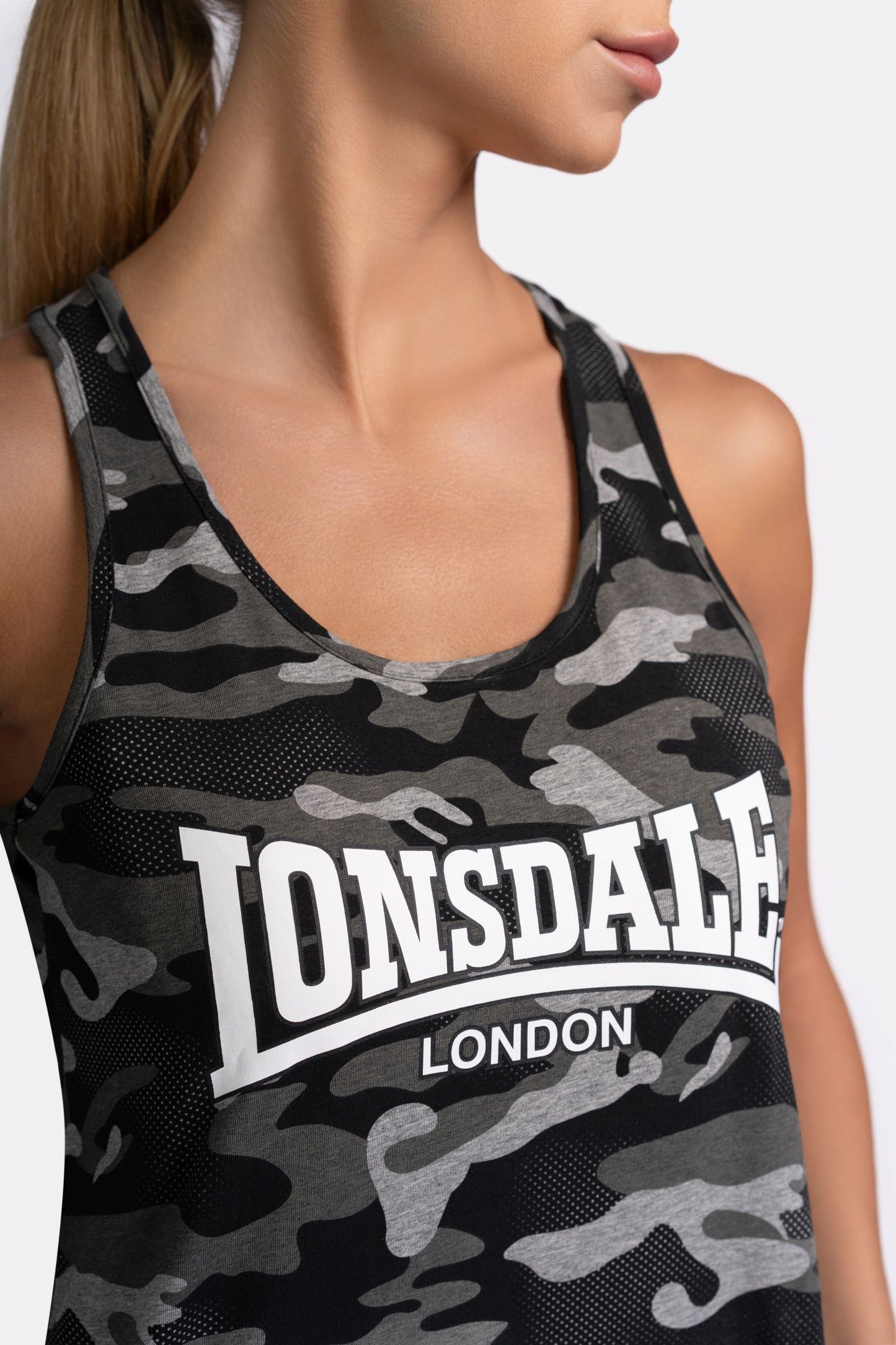 Lonsdale 117583 Ladies Beaquoy Singlet Camo Grau
