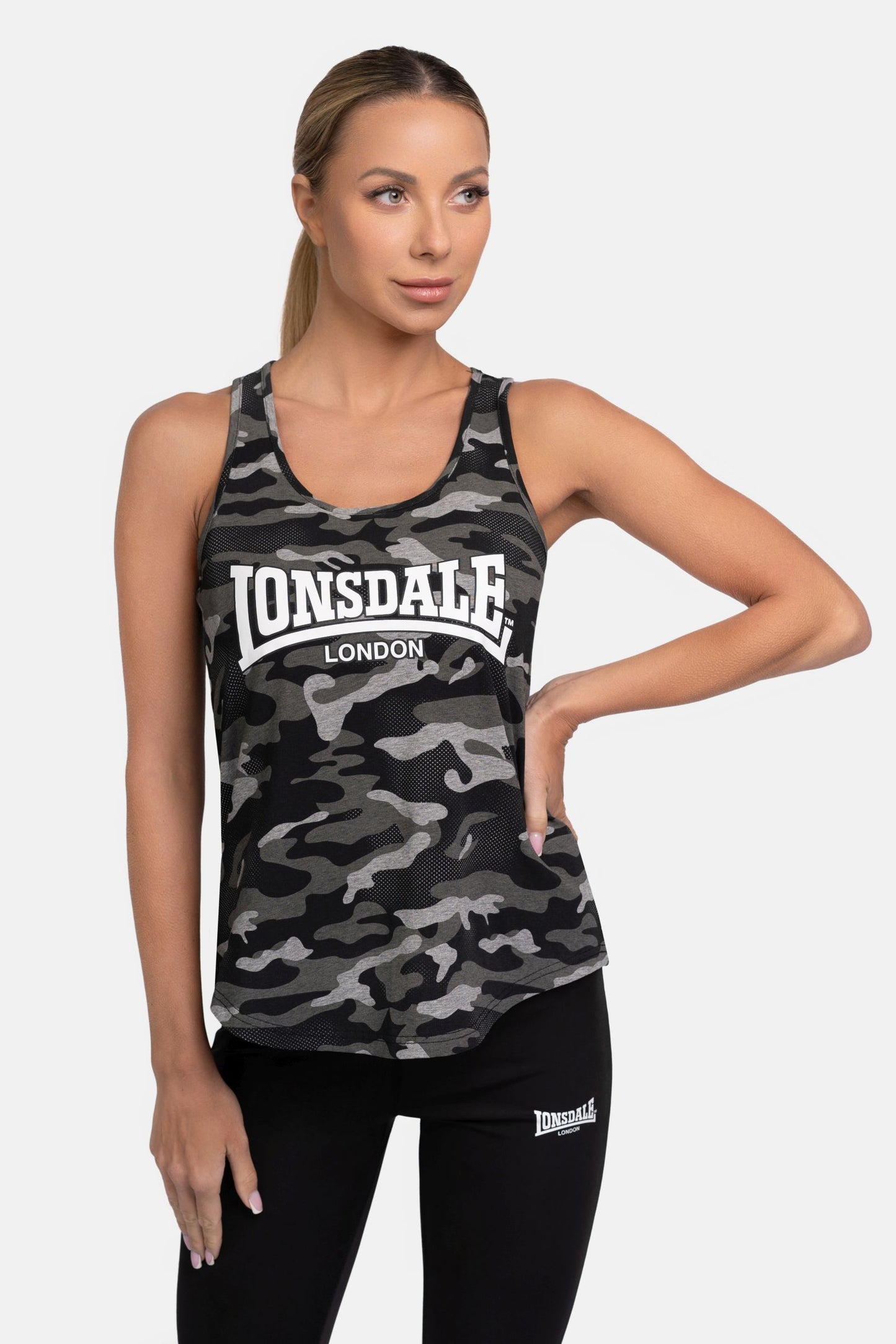 Lonsdale 117583 Ladies Beaquoy Singlet Camo Grau