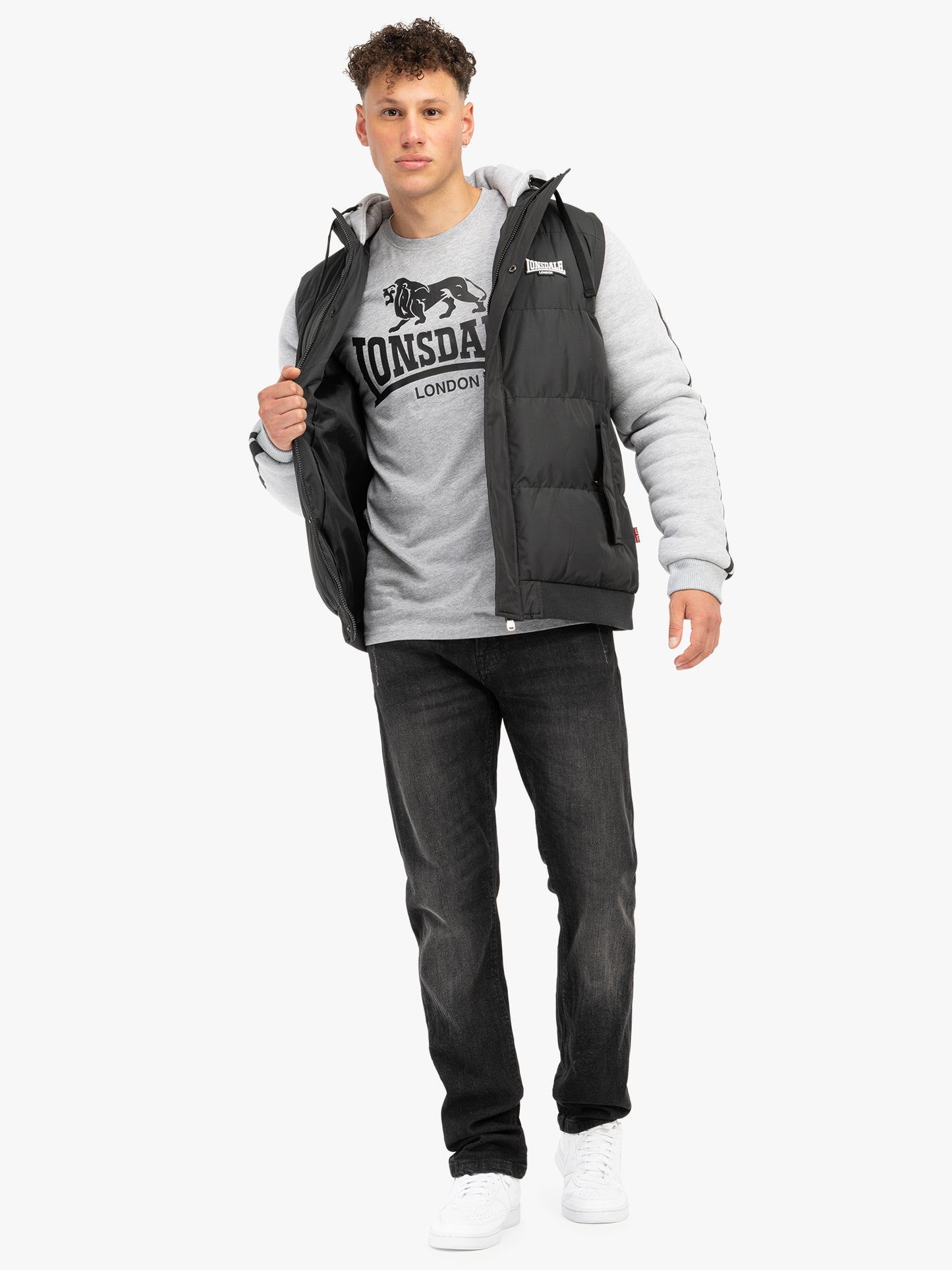 Lonsdale 117630 Dowpot Kupuzenjacke Schwarz/Marl Grey