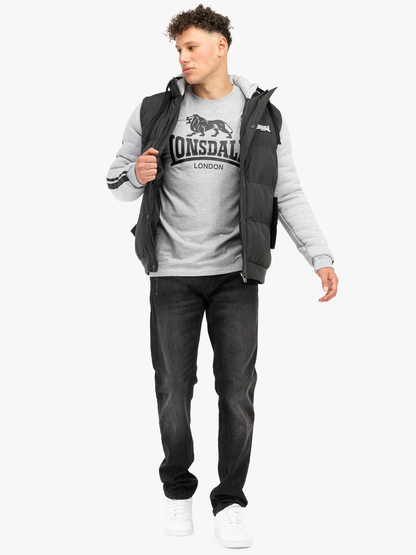 Lonsdale 117630 Dowpot Kupuzenjacke Schwarz/Marl Grey