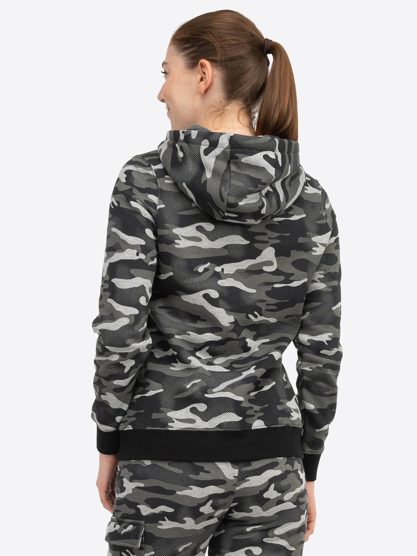 Lonsdale London 117640 Ladies Clough Kapuzenpullover Camo Grau