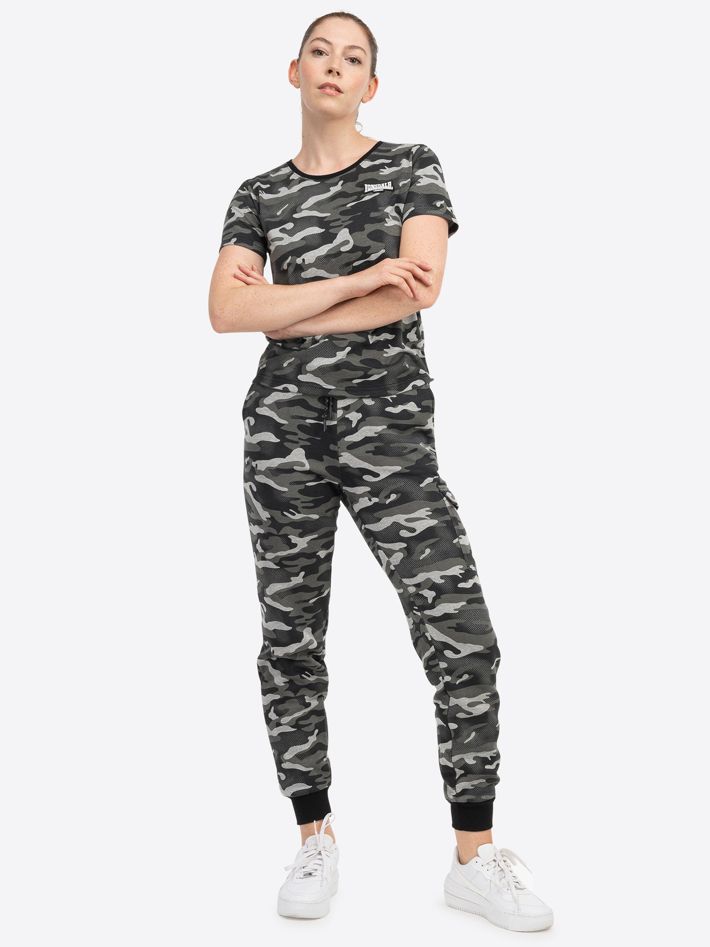 Lonsdale London 117642 Ladies Collyhurst Jogginghose Camo Grau