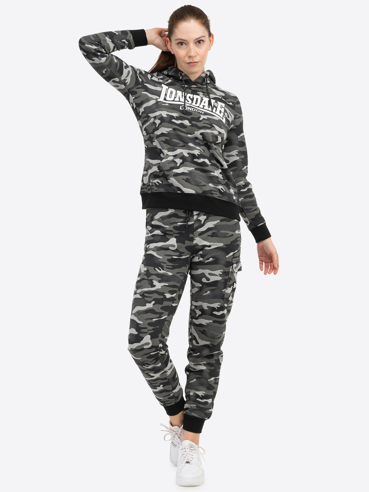 Lonsdale London 117642 Ladies Collyhurst Jogginghose Camo Grau