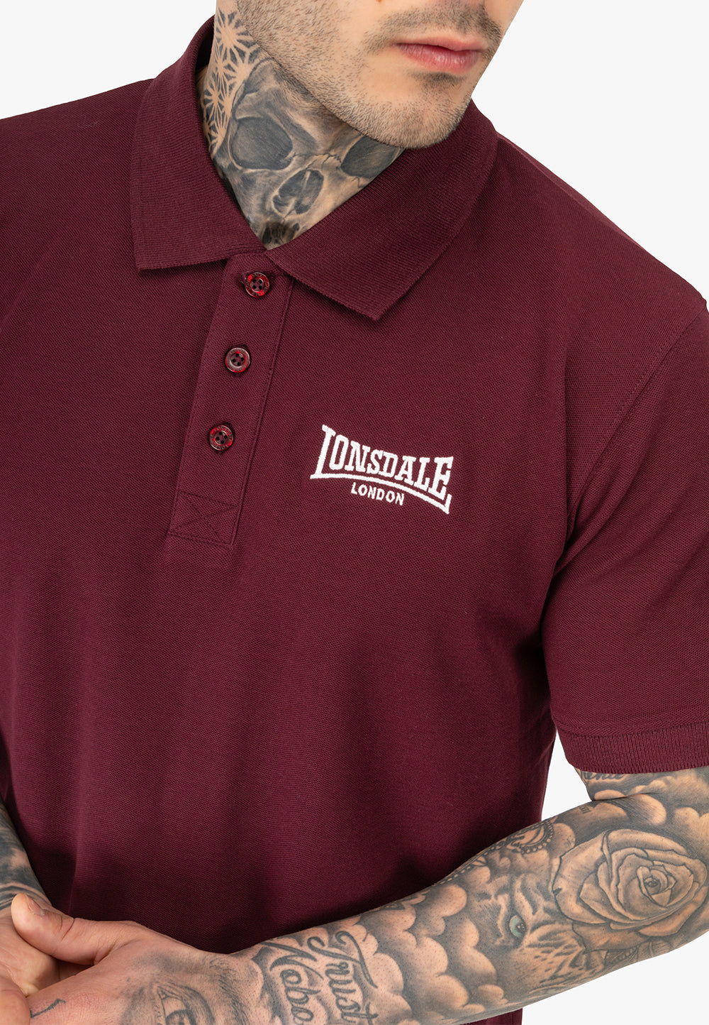 Lonsdale 117652 Lingholem Doppelpack Poloshirt - Schwarz/Oxblood