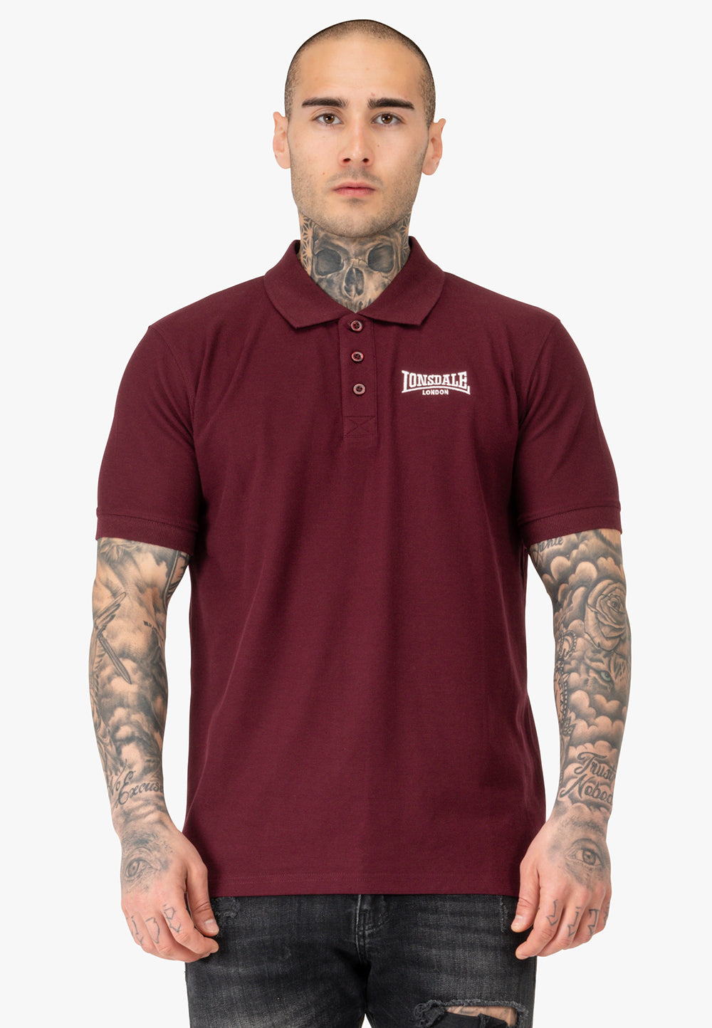 Lonsdale 117652 Lingholem Doppelpack Poloshirt - Schwarz/Oxblood