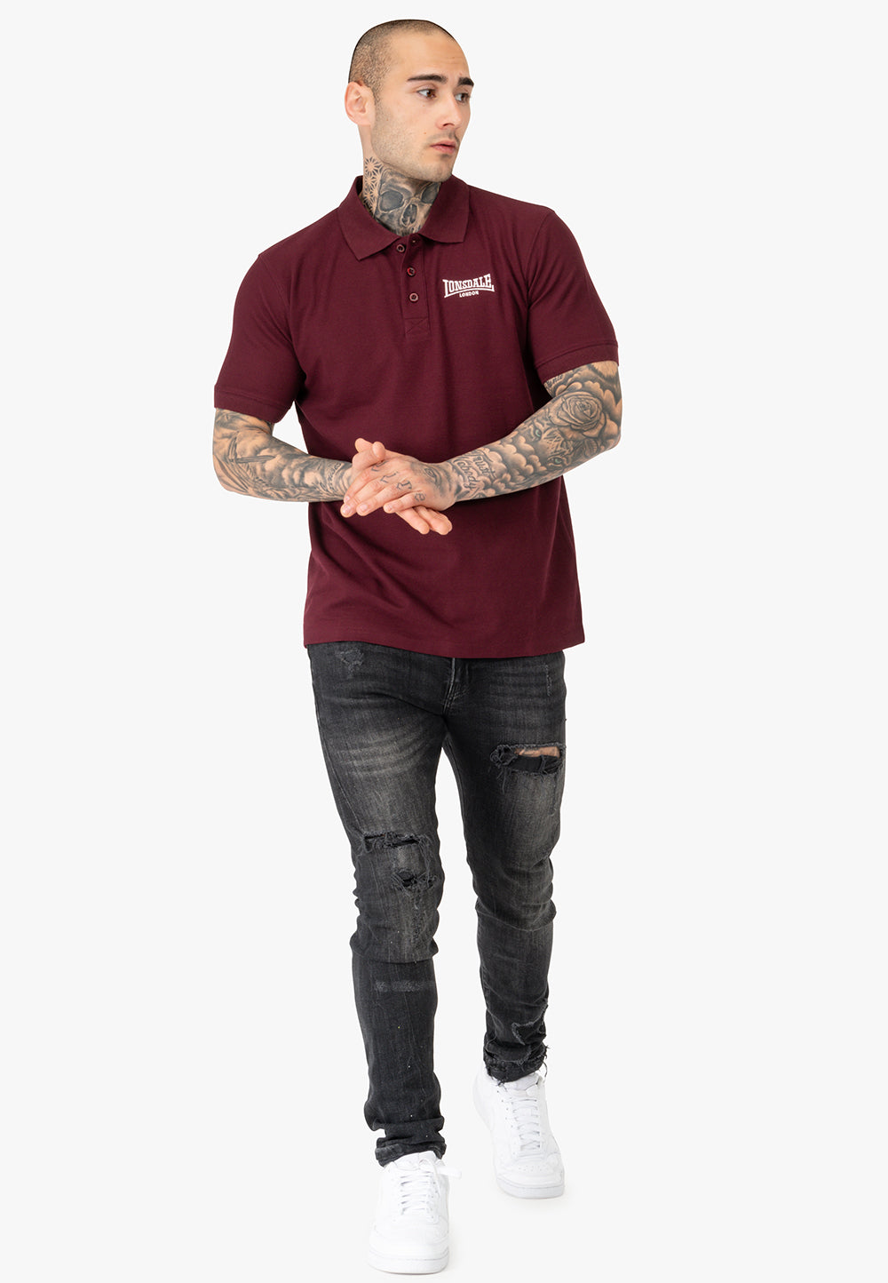Lonsdale 117652 Lingholem Doppelpack Poloshirt - Schwarz/Oxblood