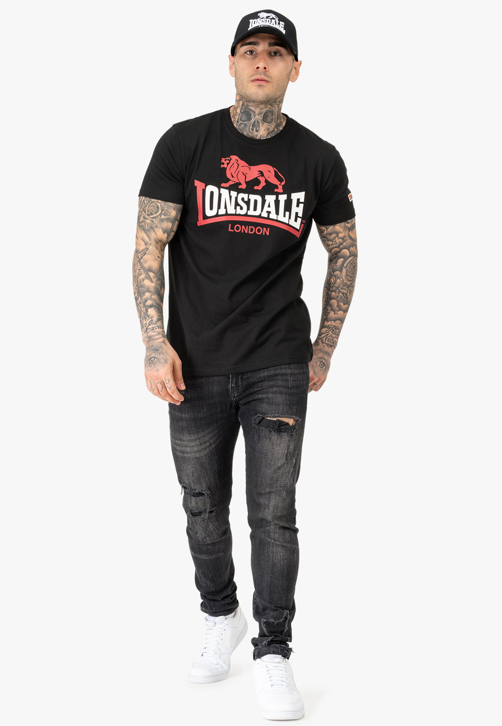 Lonsdale 117656 Lion Two Tone T-Shirt - Schwarz