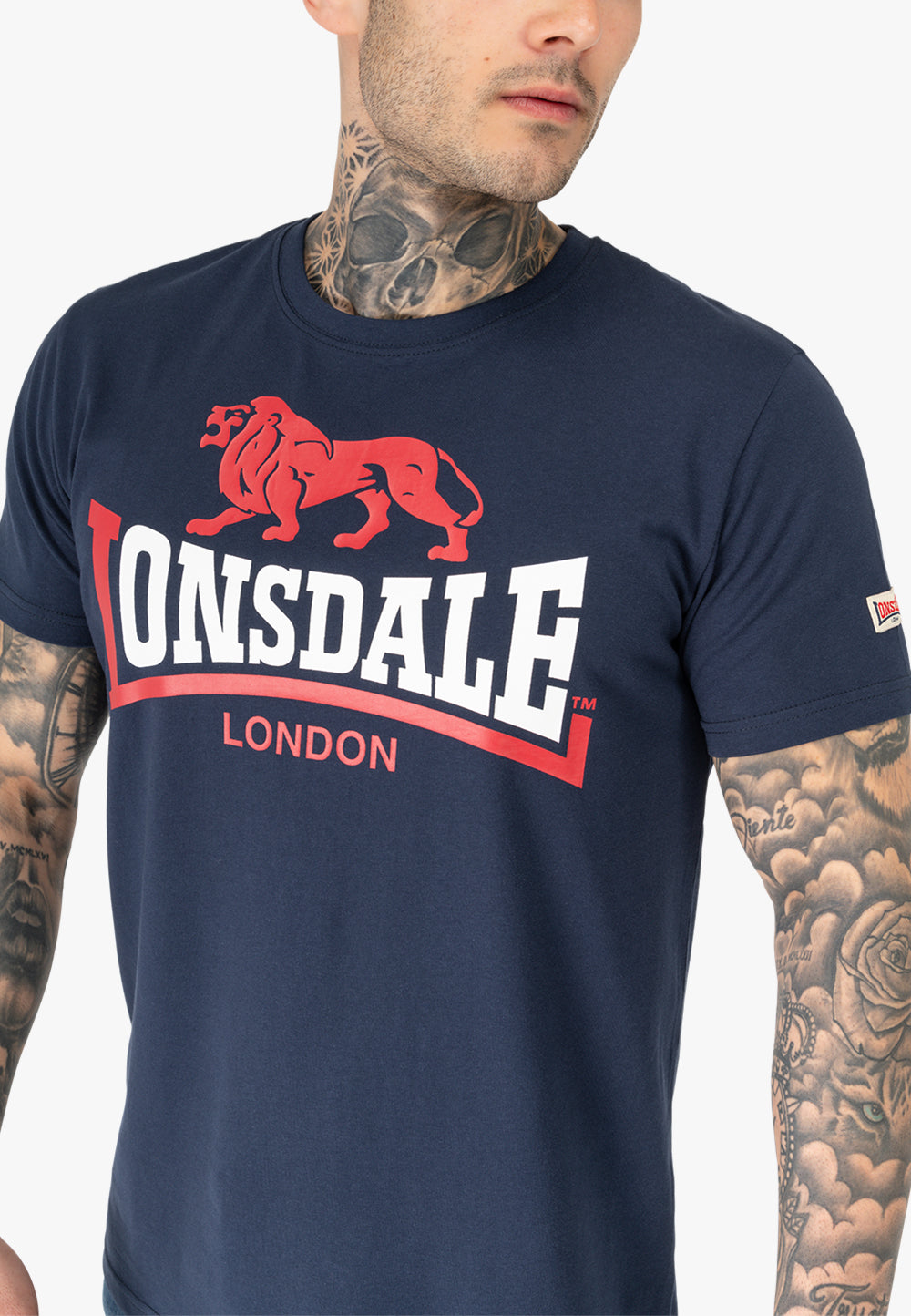 Lonsdale 117656 Lion Two Tone T-Shirt -Navy