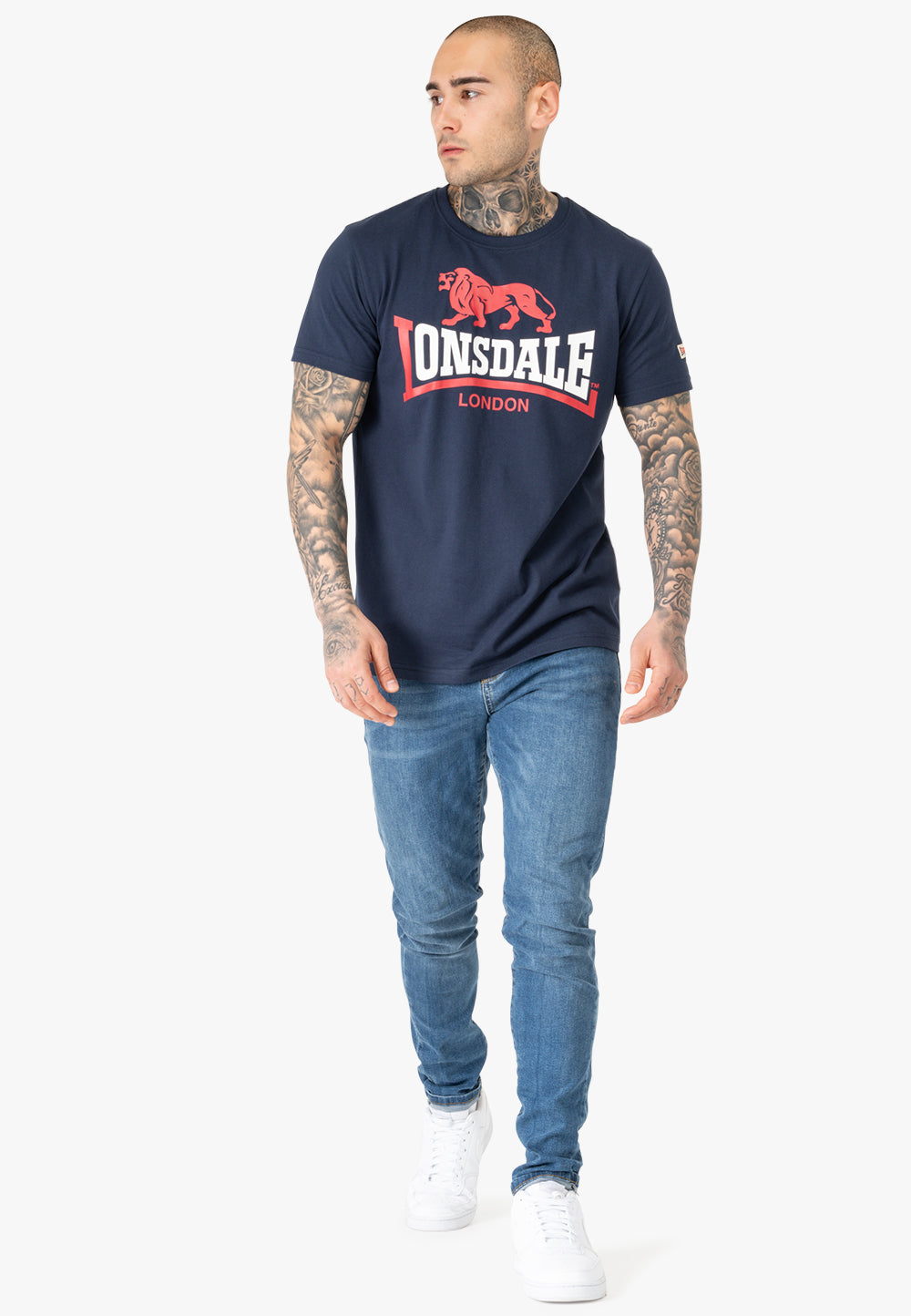 Lonsdale 117656 Lion Two Tone T-Shirt -Navy