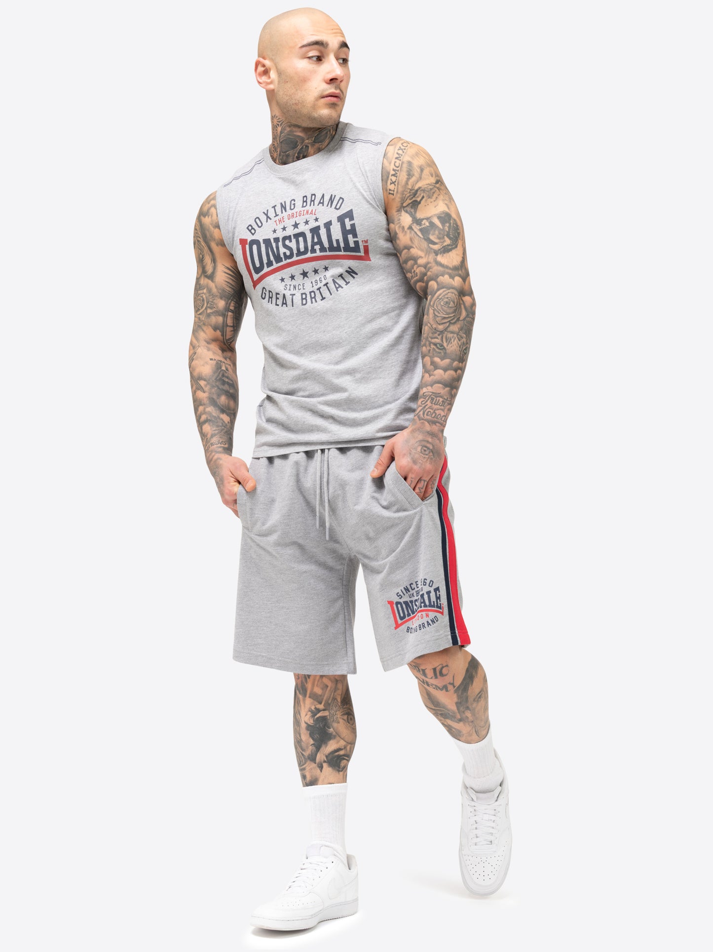 Lonsdale 117685 Sandown Short Marl Grey