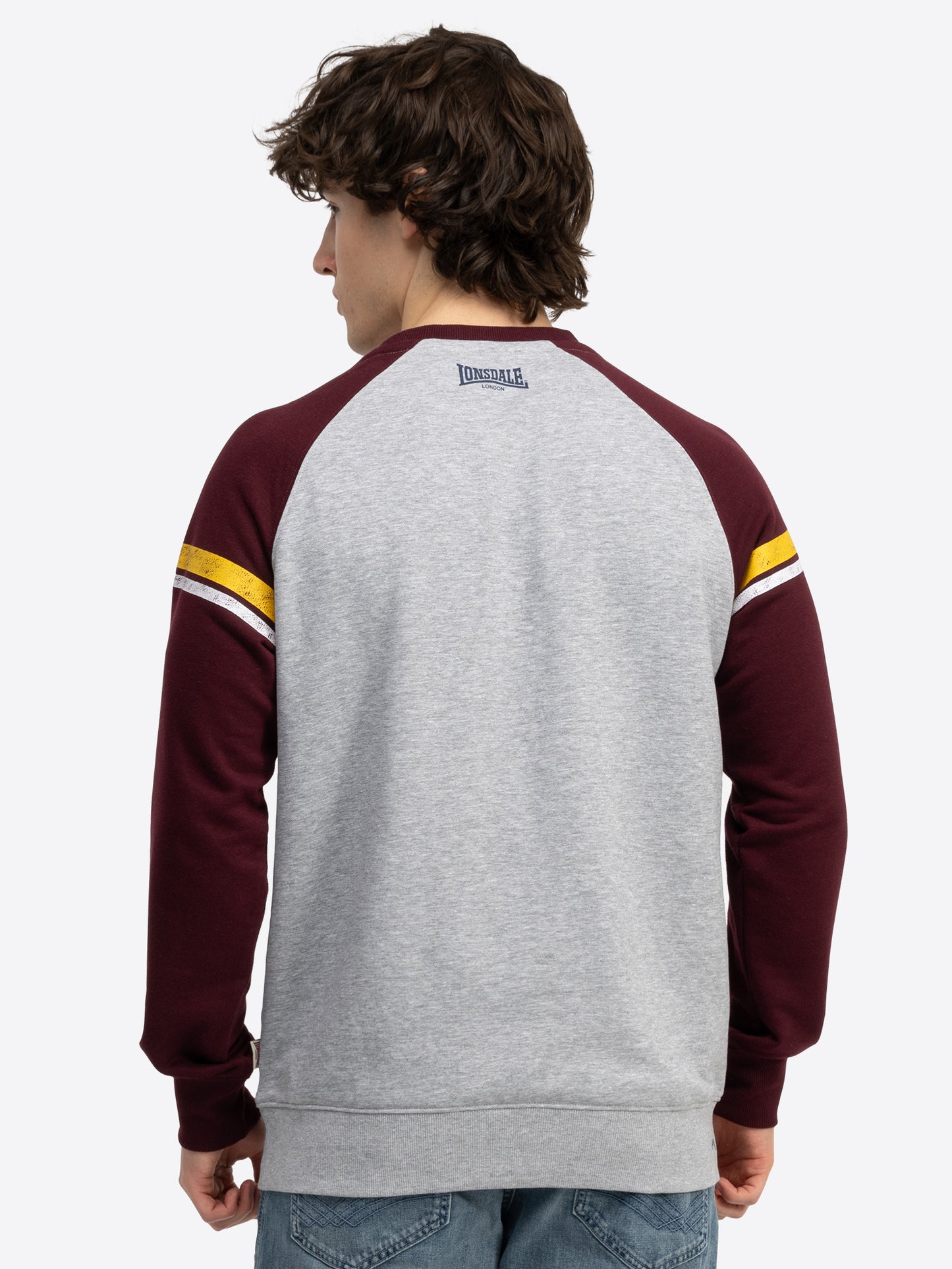 Lonsdale 117692 Bregis Sweatshirt Marl Grey / Oxblood