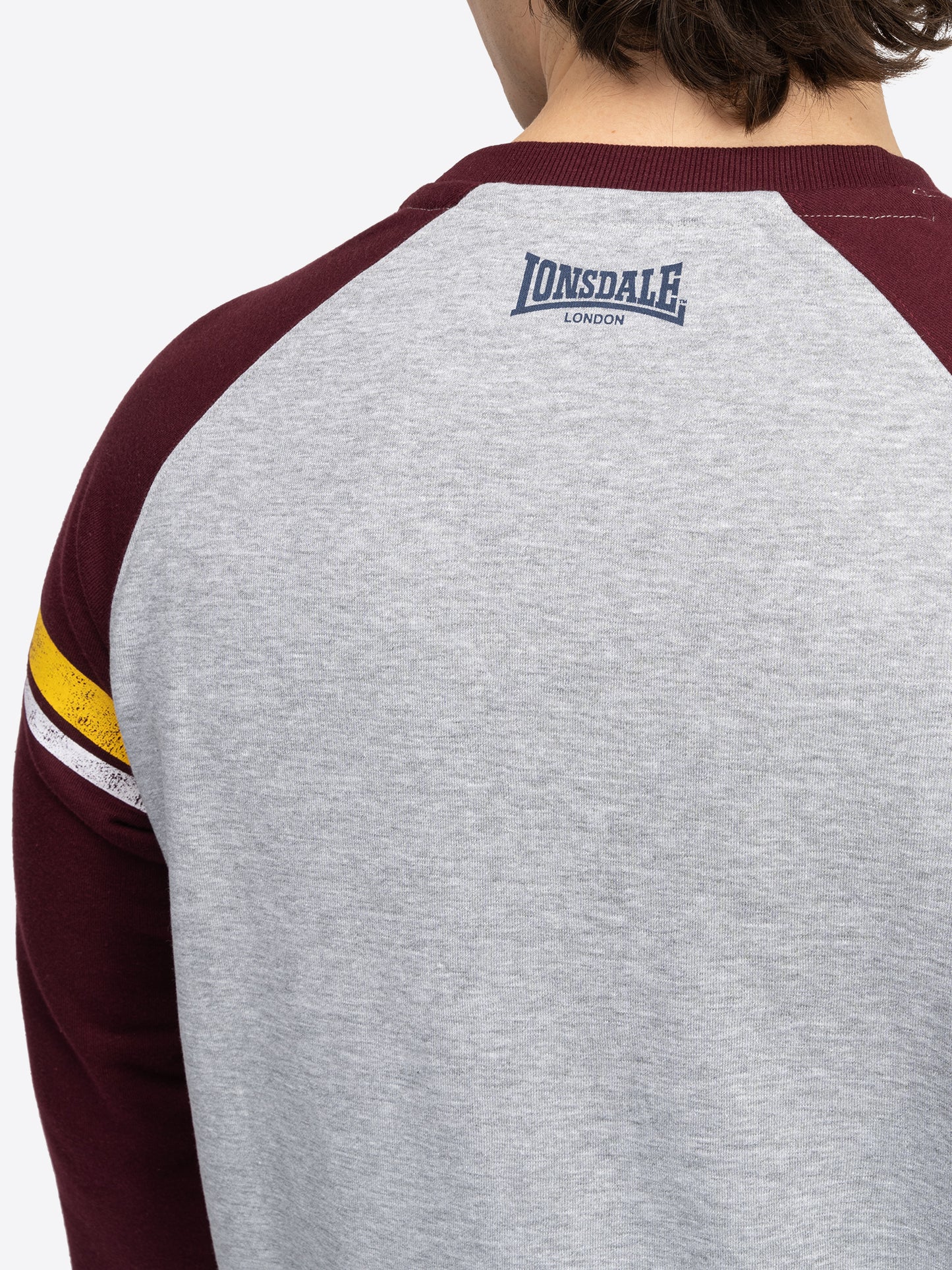 Lonsdale 117692 Bregis Sweatshirt Marl Grey / Oxblood