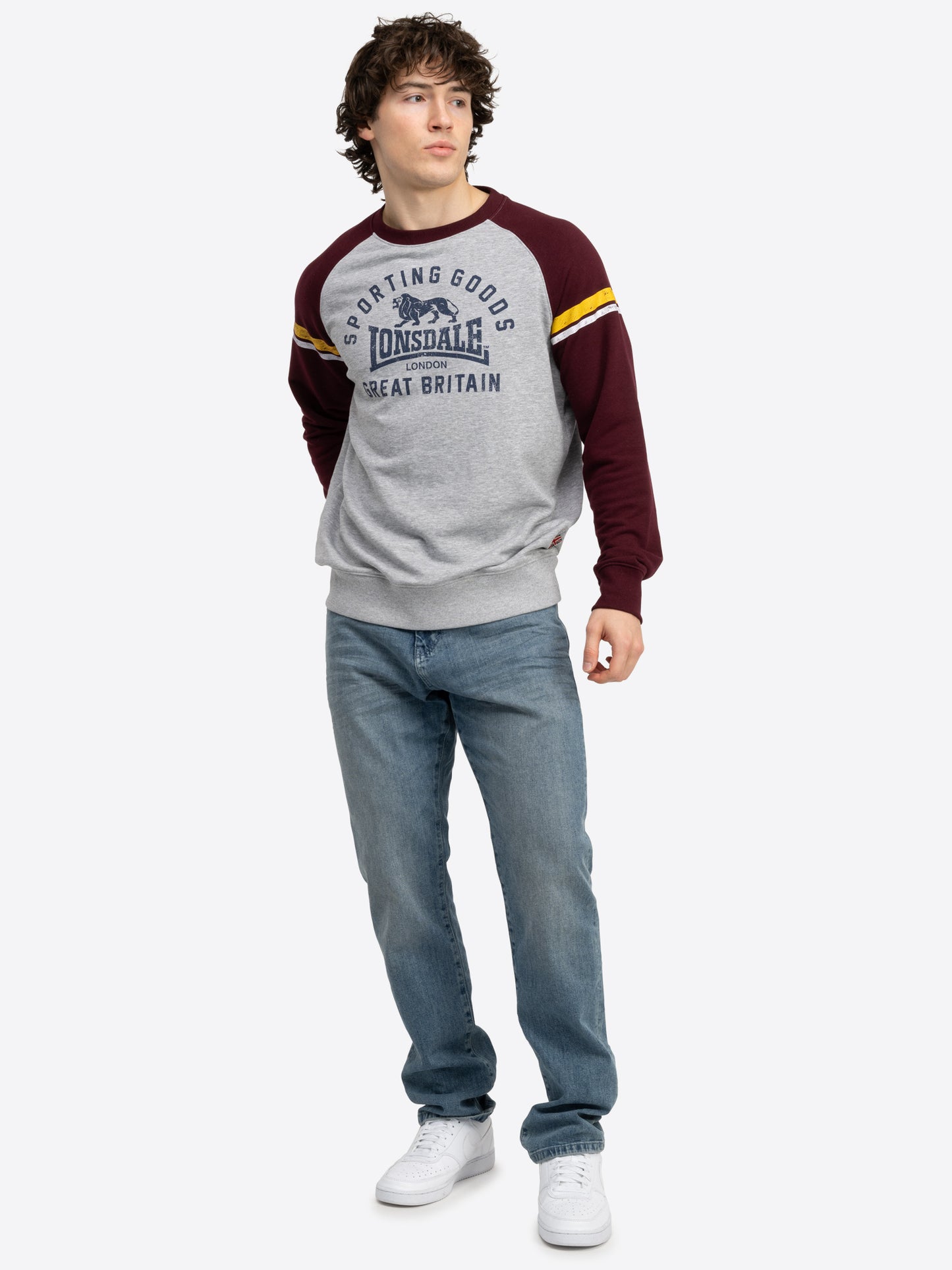 Lonsdale 117692 Bregis Sweatshirt Marl Grey / Oxblood