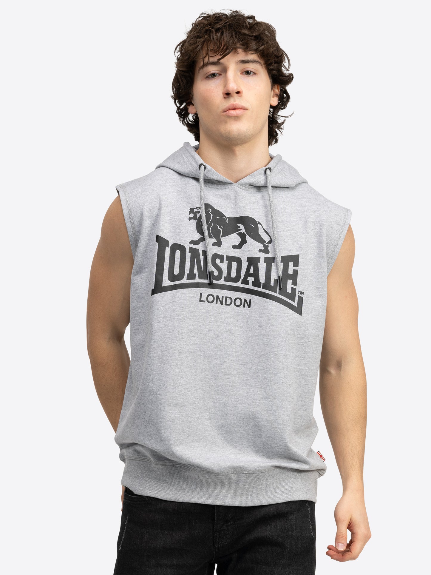 Lonsdale 117700 Bignor Aermelloses Kapuzen T-Shirt Marl Grey