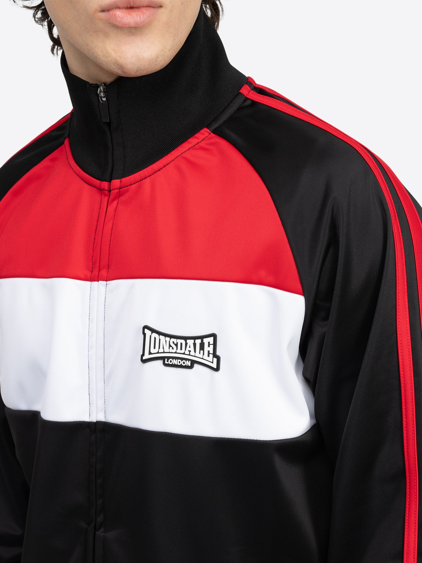 Lonsdale 117704 Bracklesham Trainingsjacke Schwarz/Rot/Weiss