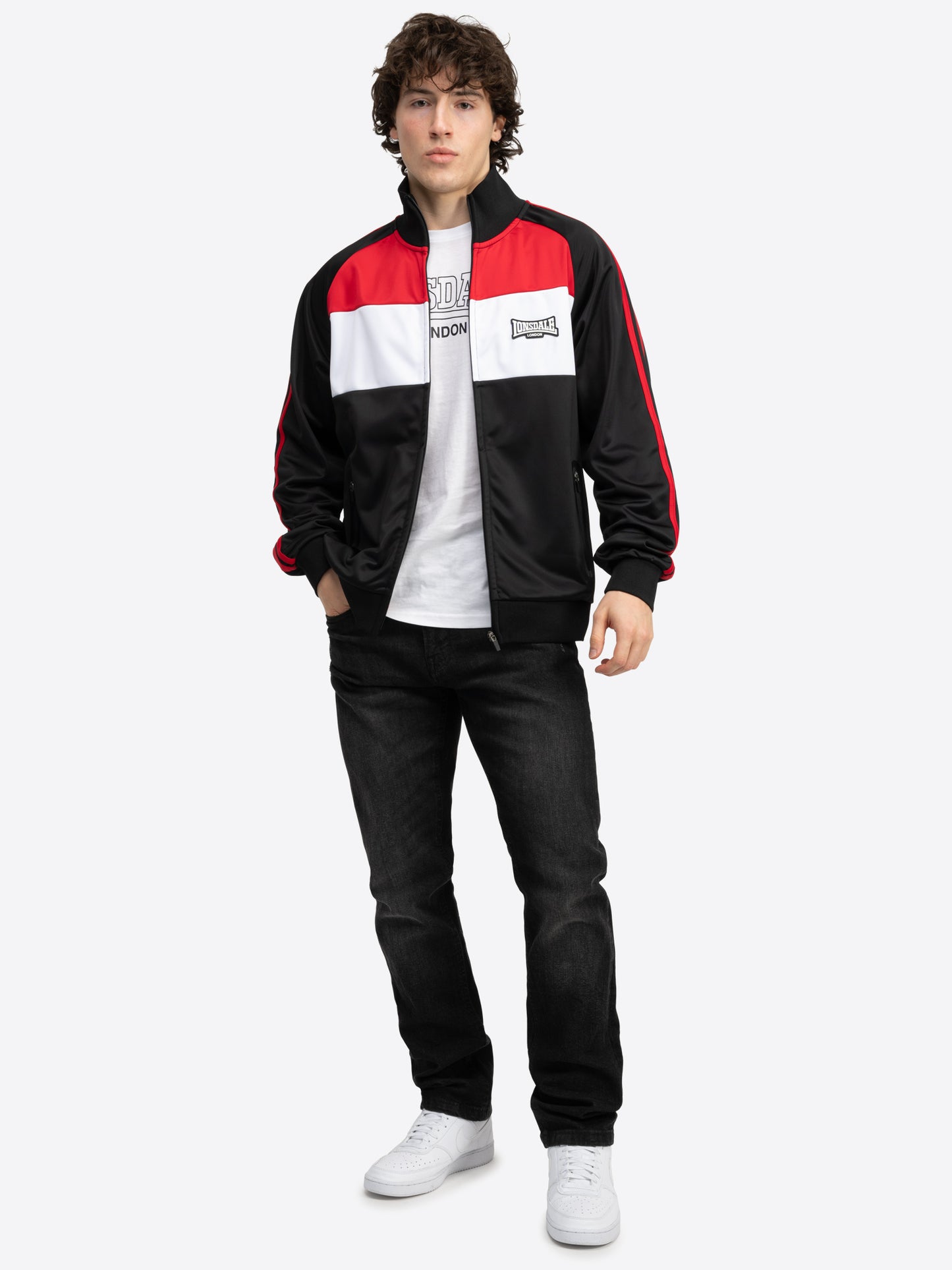 Lonsdale 117704 Bracklesham Trainingsjacke Schwarz/Rot/Weiss