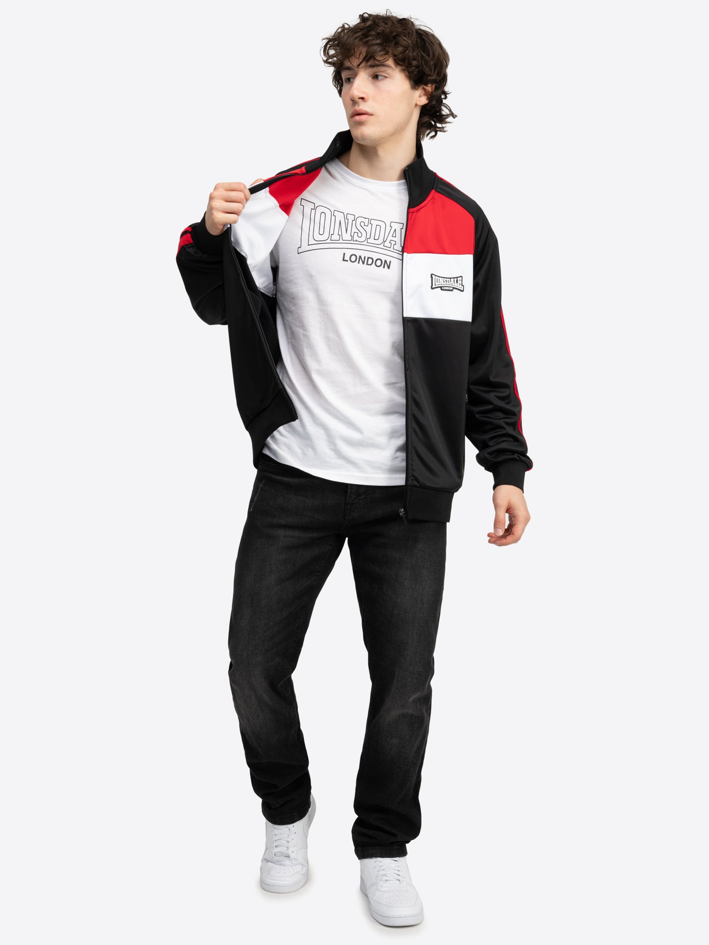 Lonsdale 117704 Bracklesham Trainingsjacke Schwarz/Rot/Weiss