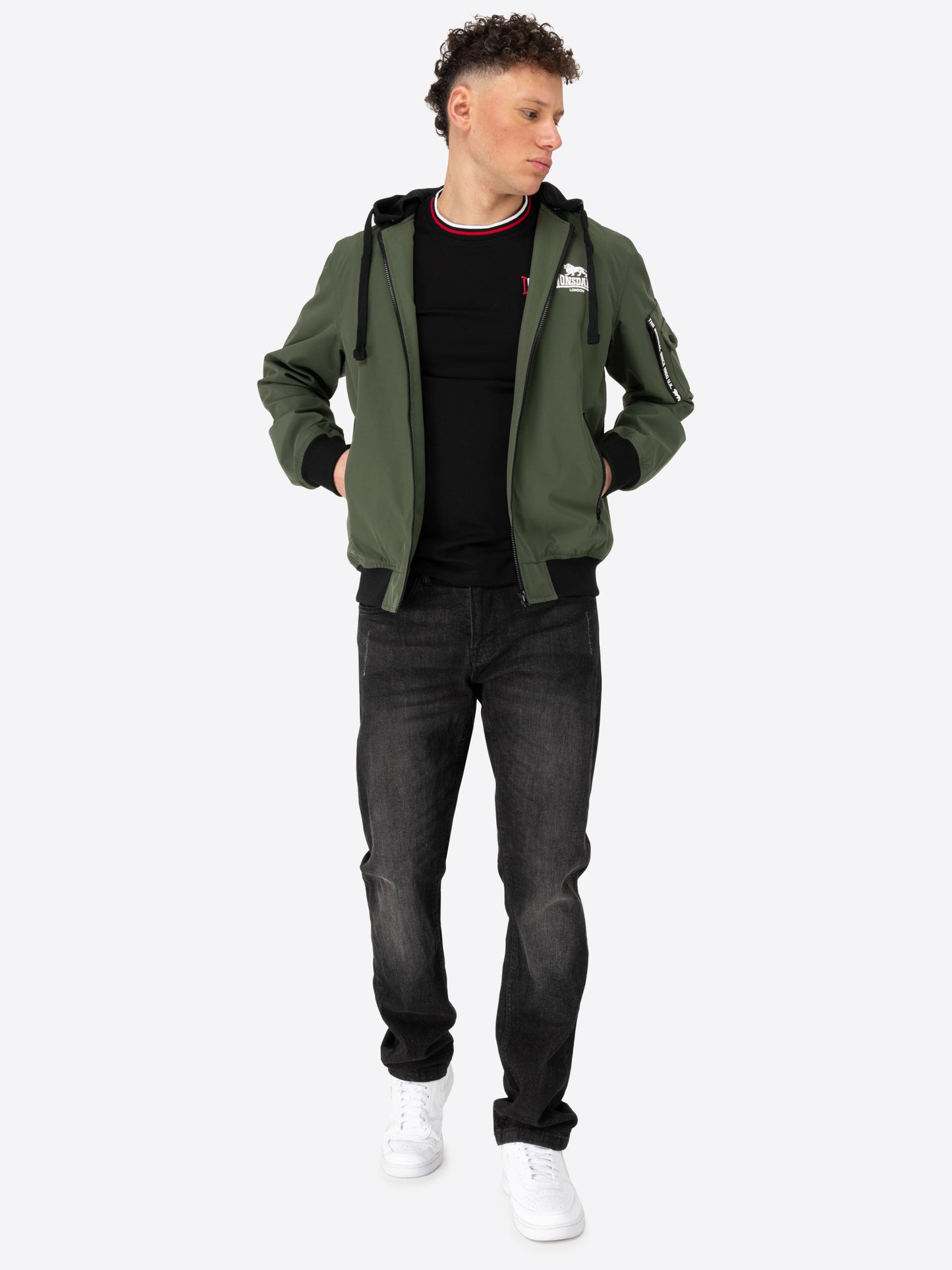 Lonsdale 117717 Shalford Kapuzenjacke Olive/Schwarz