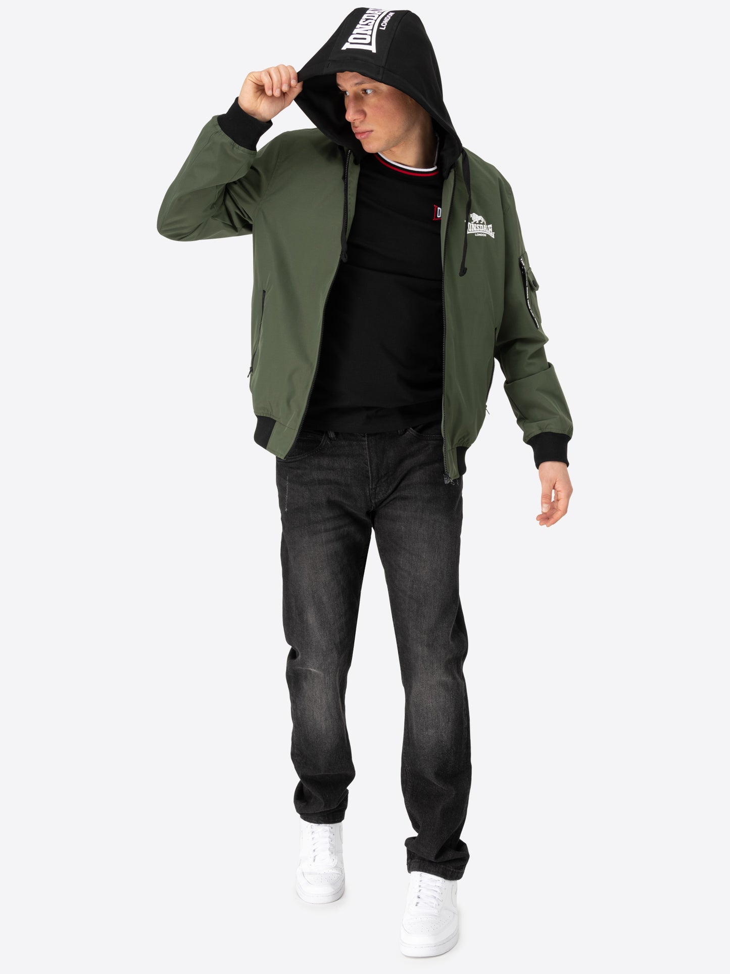 Lonsdale 117717 Shalford Kapuzenjacke Olive/Schwarz