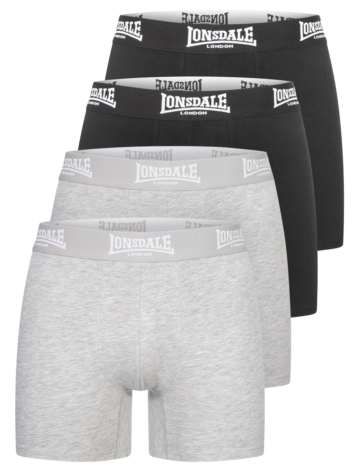 Lonsdale 117753 East Shallow Boxershorts 4er Pack Schwarz/Marl Grey