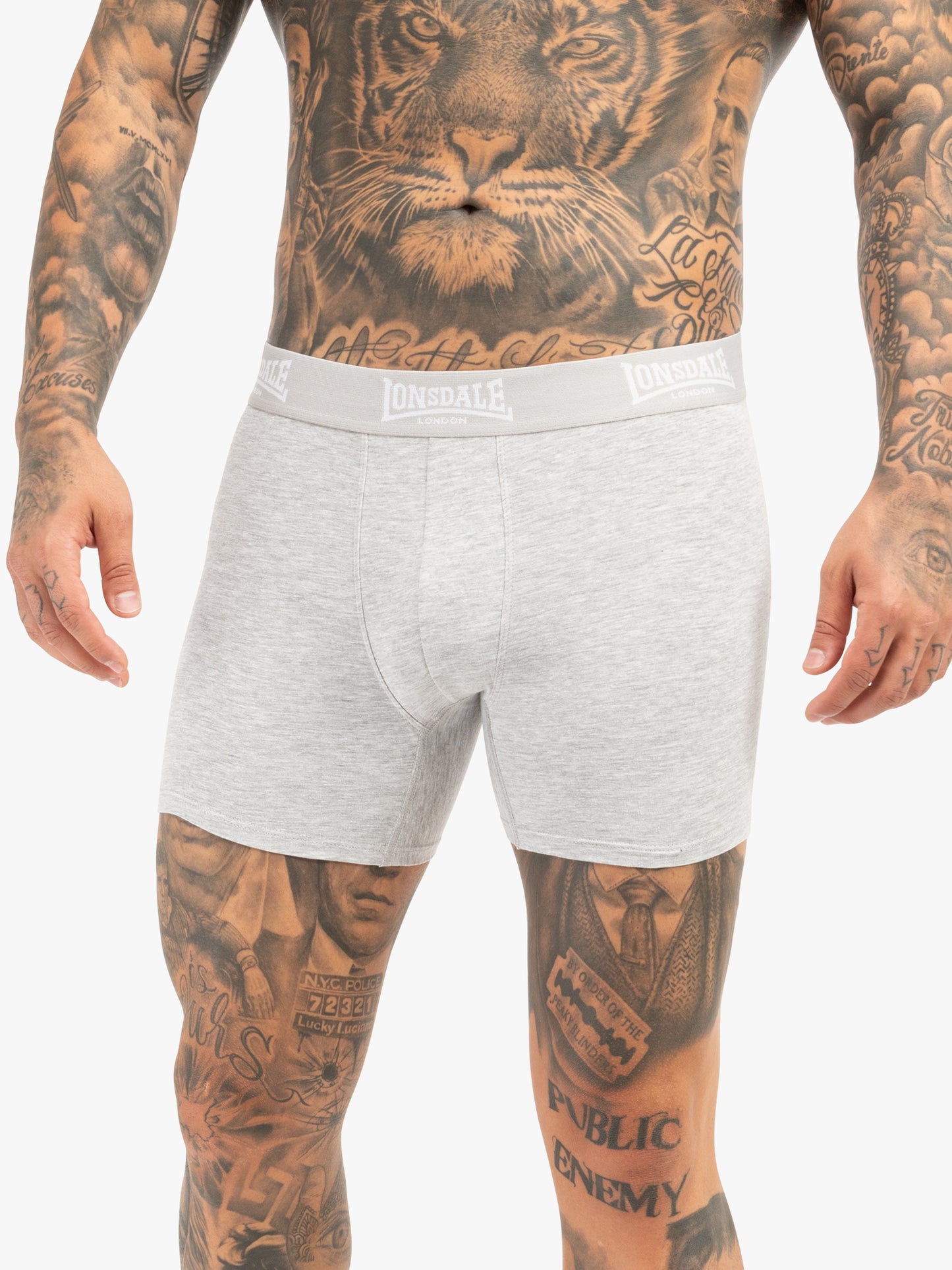 Lonsdale 117753 East Shallow Boxershorts 4er Pack Schwarz/Marl Grey