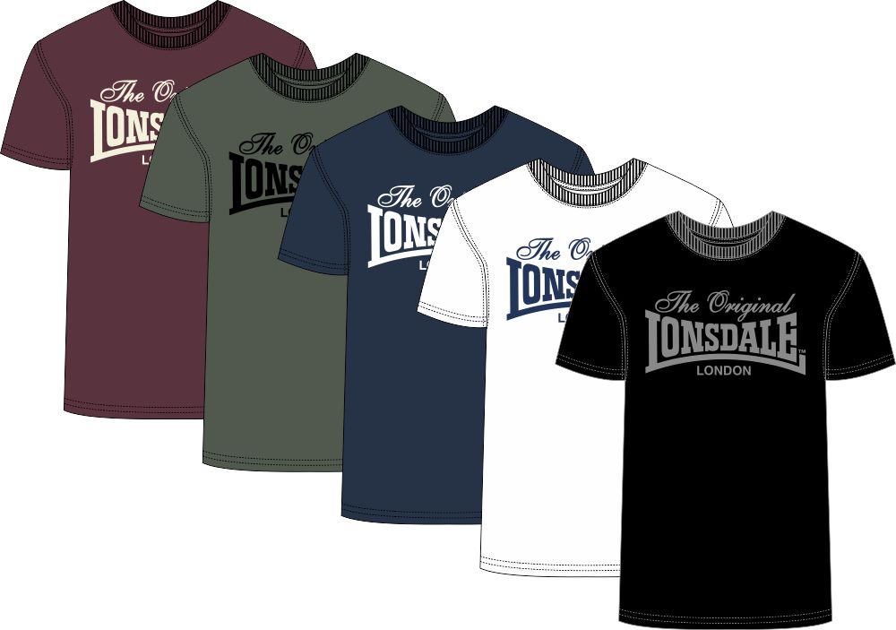 Lonsdale 117762 Fittonhill T-Shirt - Obl, Olive, Black, Navy,Weiss