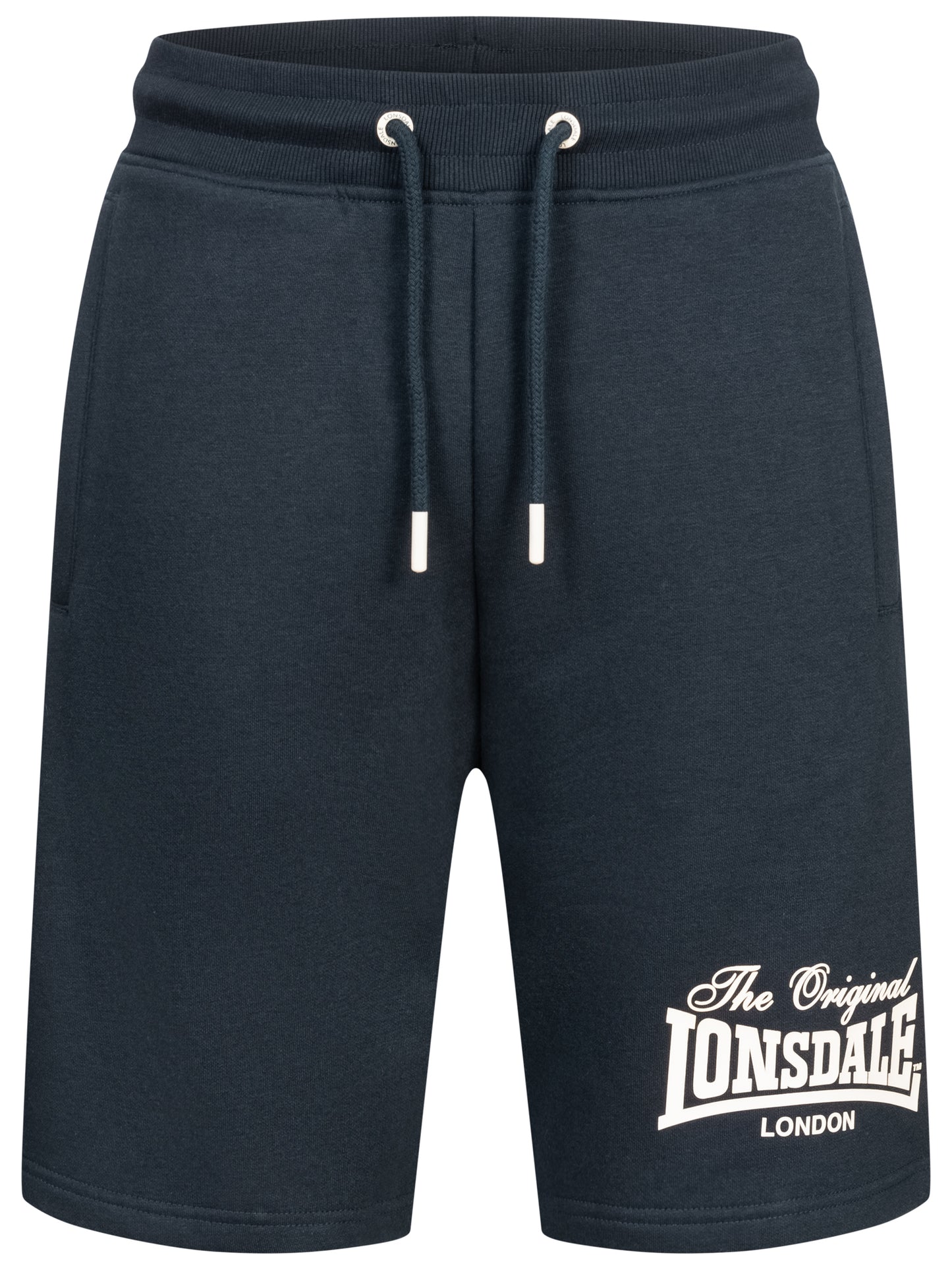 Lonsdale Shorts in Dark Navy mit Beinprint und drei Taschen.