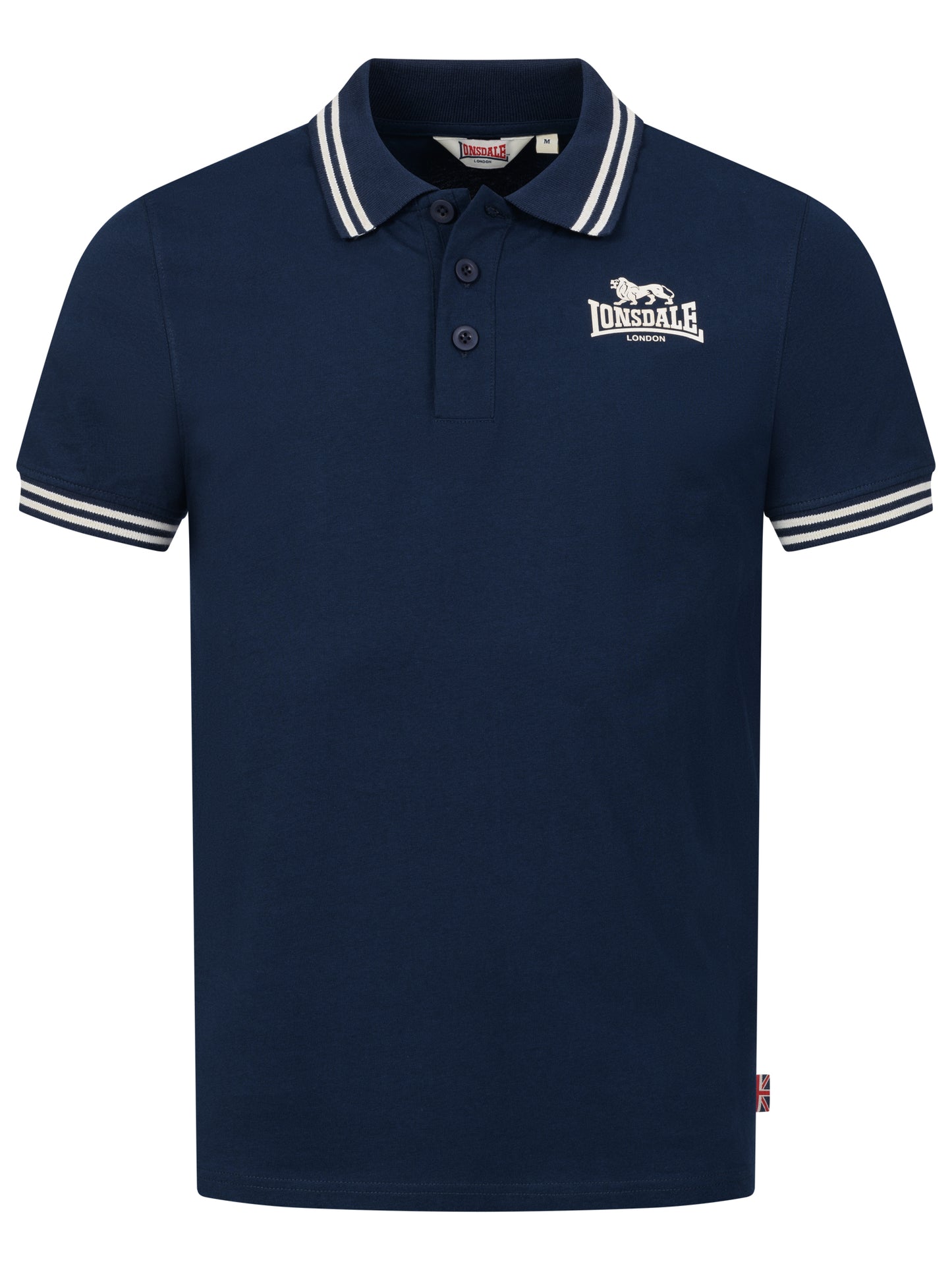 Lonsdale Poloshirt mit 3D-Gummi-Logo auf der linken Brust und gestreiften Bündchen an Ärmeln und Kragen