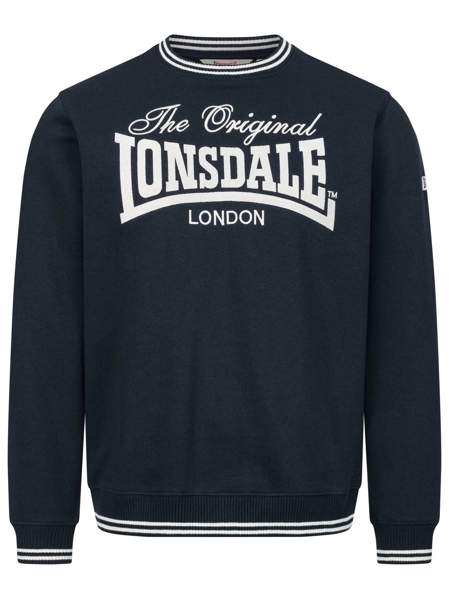 Lonsdale Sweatshirt mit grosser Logo-Stickerei, Rippbündchen und Logo-Label am linken Ärmel