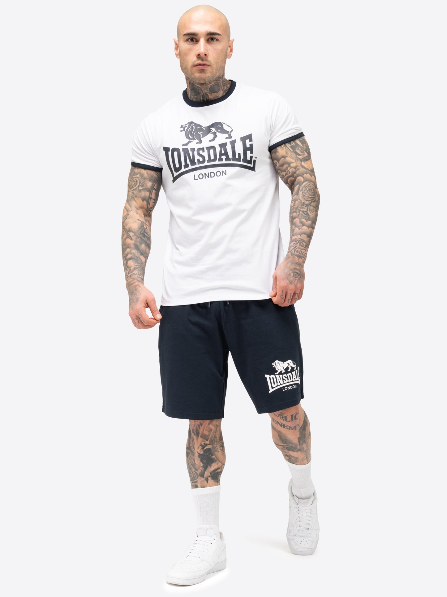 Lonsdale 117794 Maist T-Shirt & Shorts Set Weiss/Dark Navy