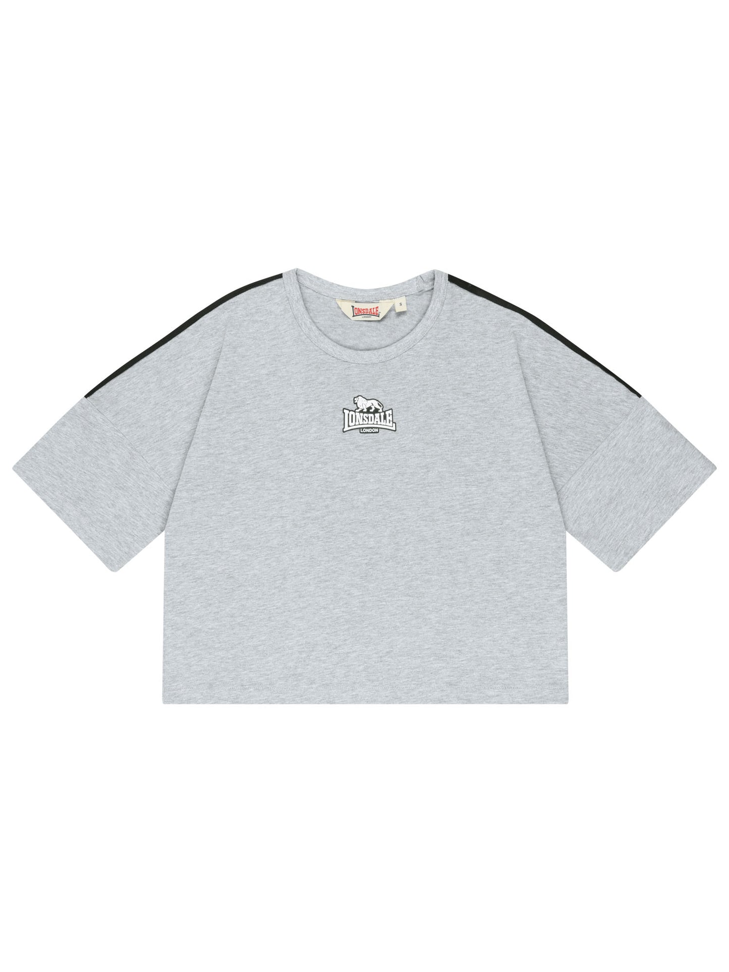 Lonsdale Damen Oversize T-Shirt in Grau meliert – Cropped Shirt Marl Grey mit Logo-Druck.