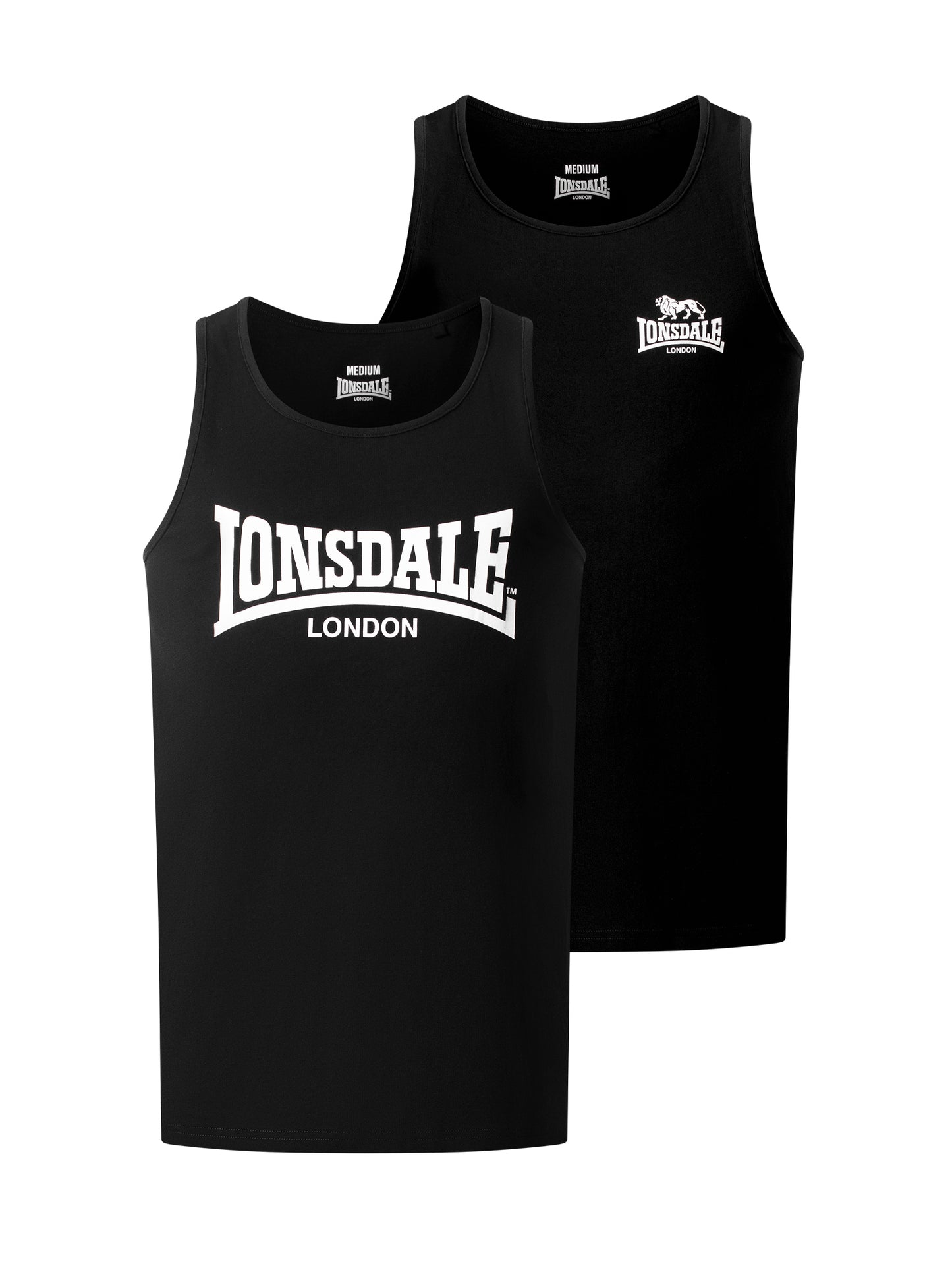 Lonsdale 117832 Tughall Singlet Doppelpack Schwarz