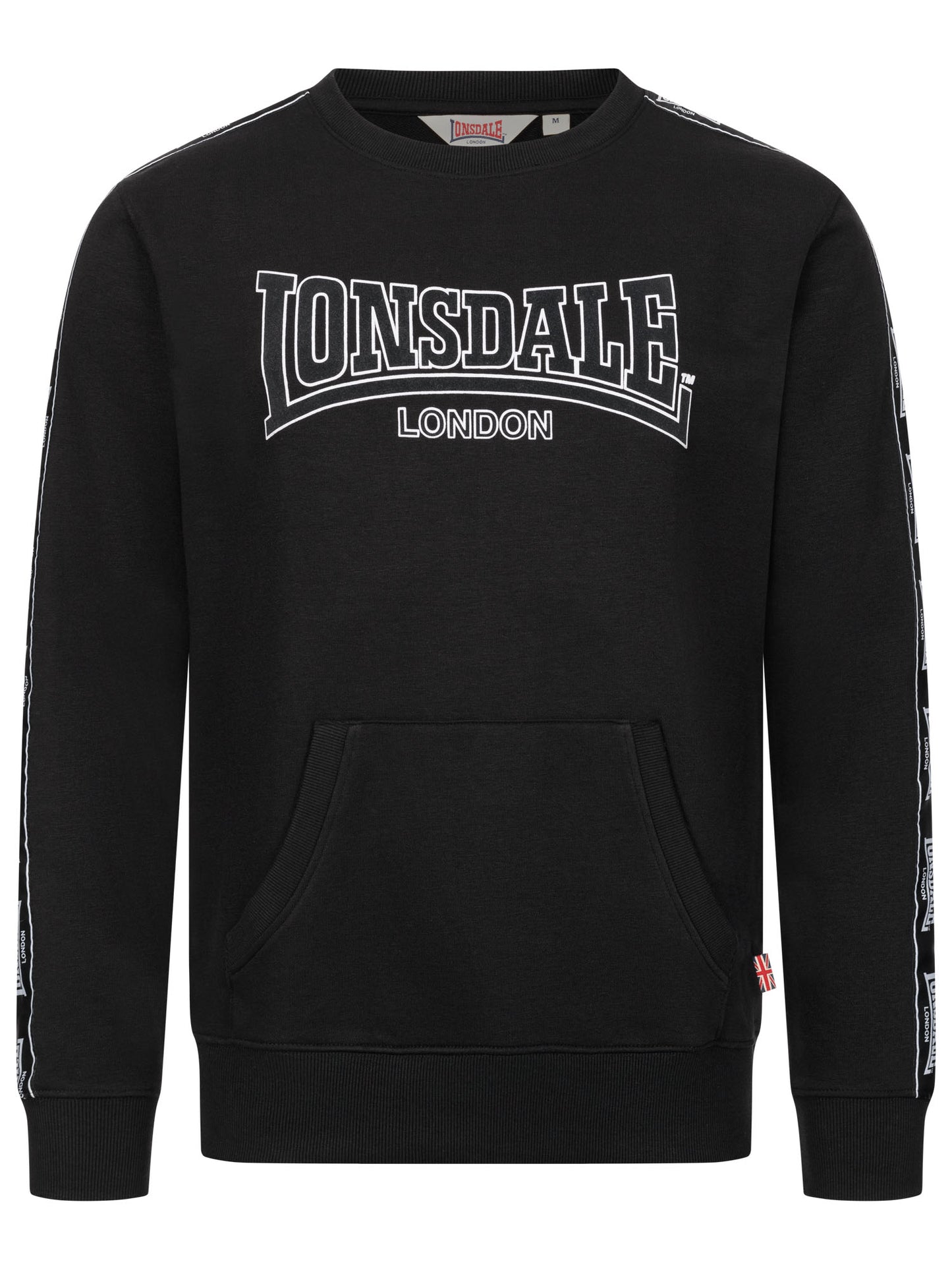 Lonsdale Sweatshirt mit Rundhals, Brust-Flockdruck, Schulter- und Ärmel- Webband, Union Jack-Label an der Seite