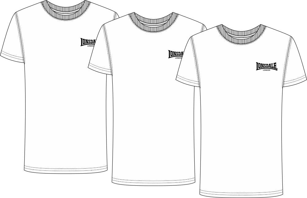 Lonsdale 117855 Roscommon Dreierpack T-Shirt - Weiss