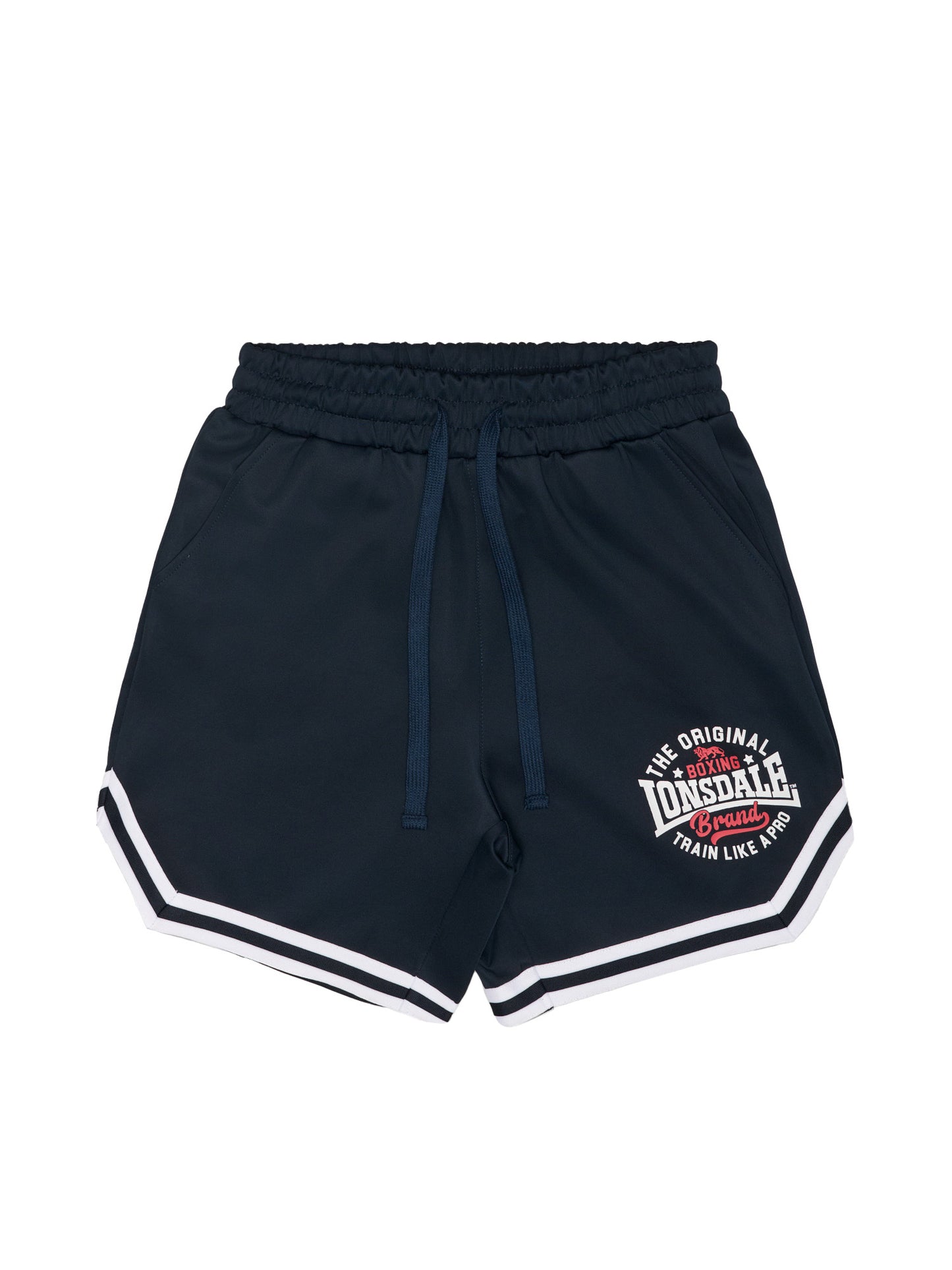 Vorderansicht Lonsdale Herren Shorts in Dark Navy mit Logo-Druck und Kordelzug