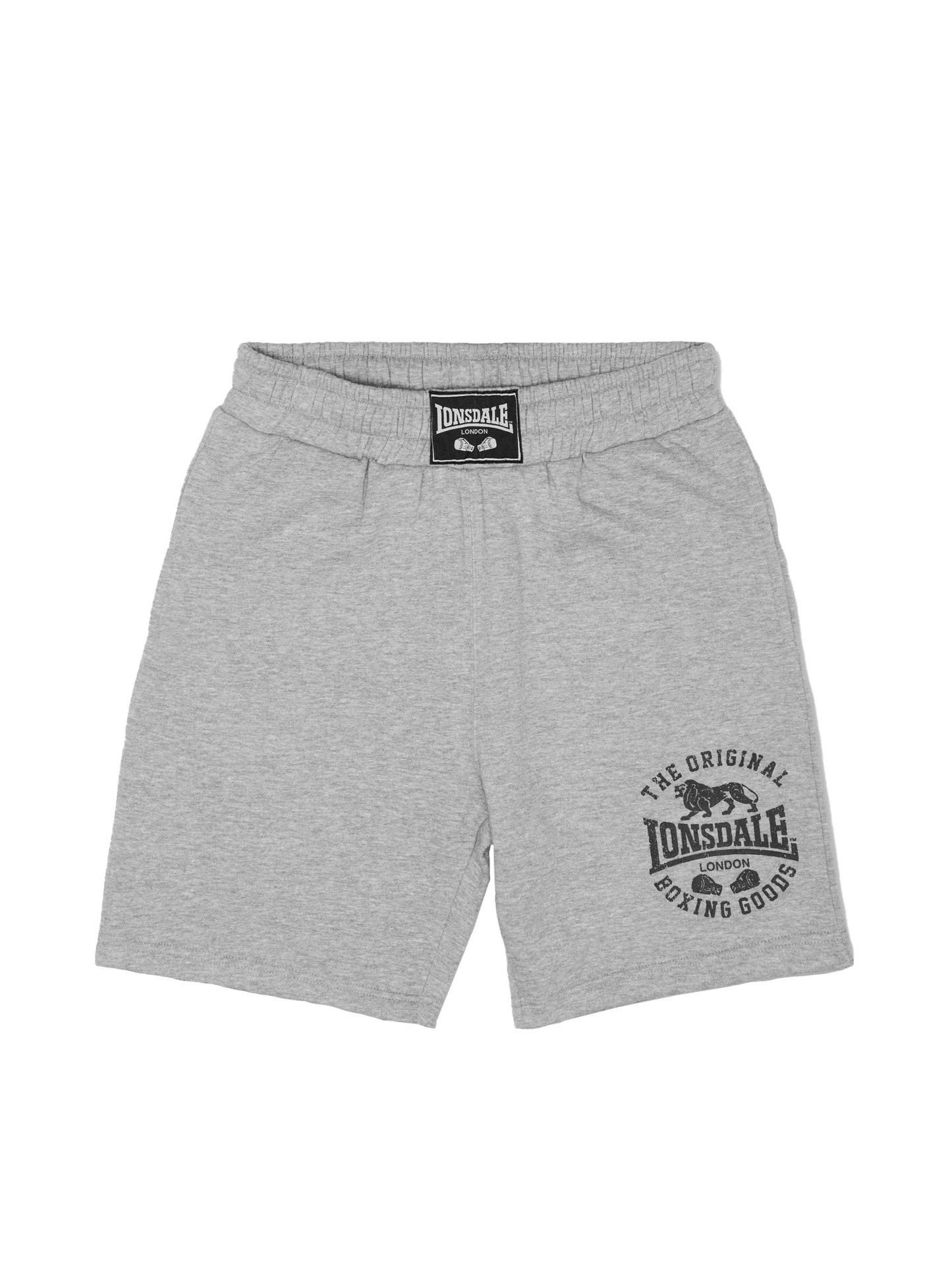 Vorderansicht Lonsdale Herren Shorts in Marl Grey mit Logo-Druck und elastischem Bund