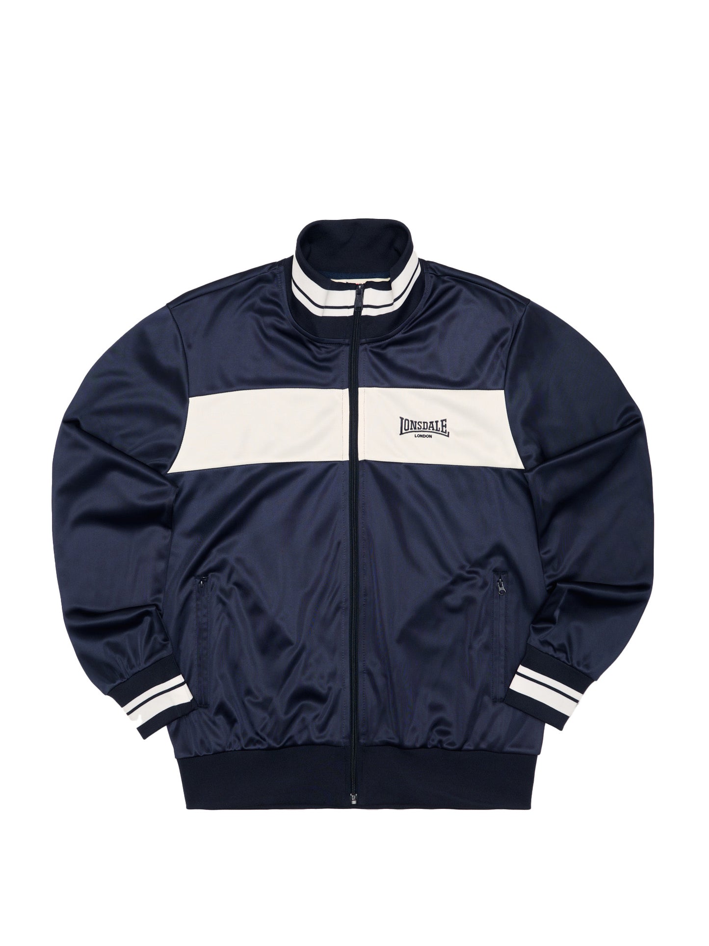 Lonsdale Herren Trainingsjacke Dark Navy mit Reissverschluss und Kontraststreifen
