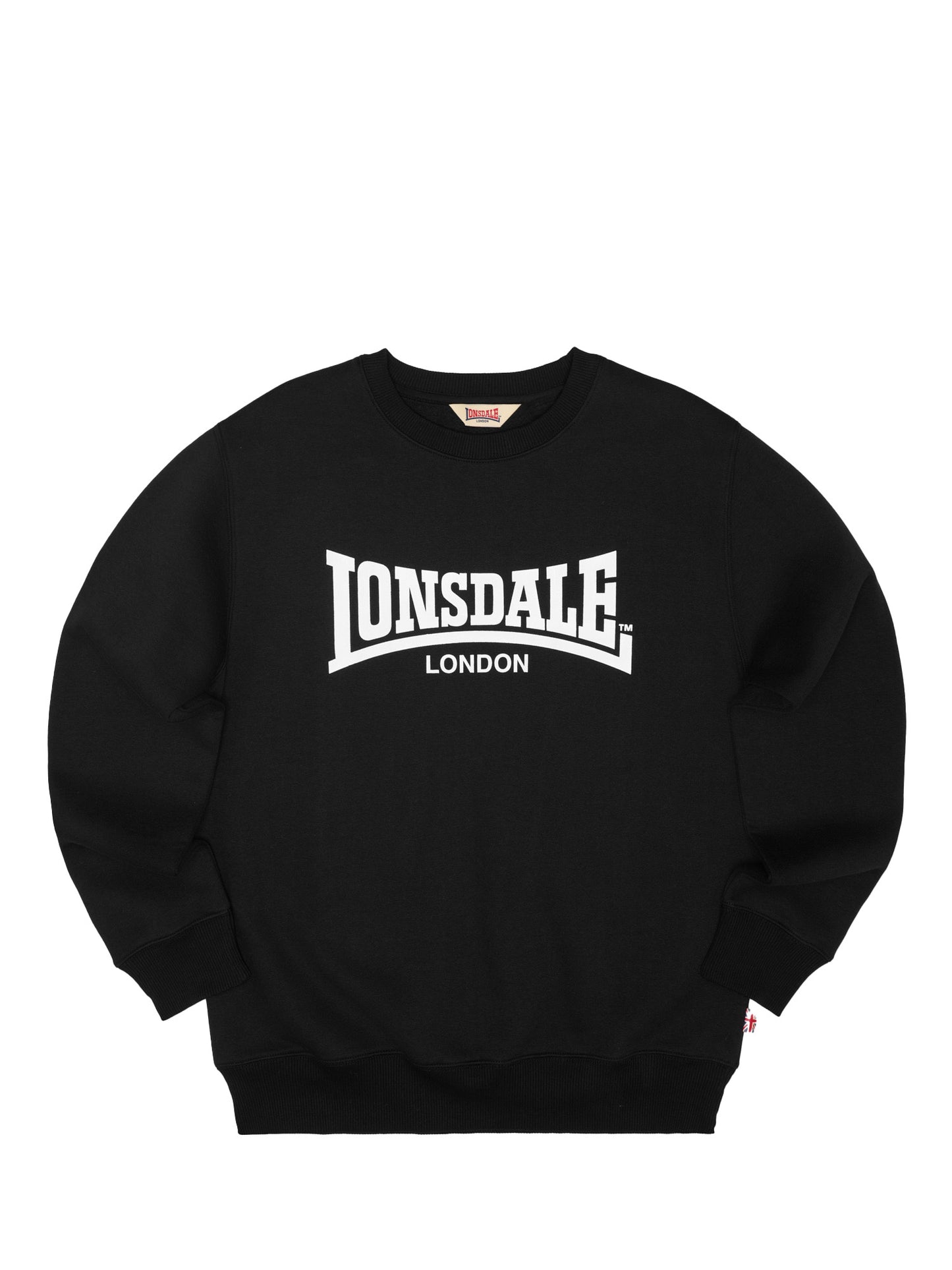 Lonsdale Sweatshirt Herren Schwarz, Slim Fit Passform, Logo-Print