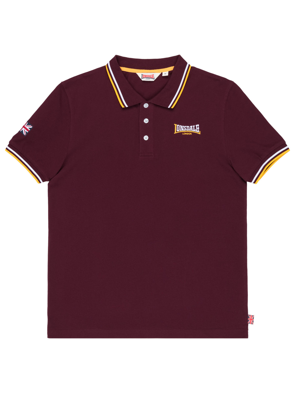 Lonsdale Herren-Poloshirt in Oxblood mit kleinem gesticktem Logo auf der Brust.