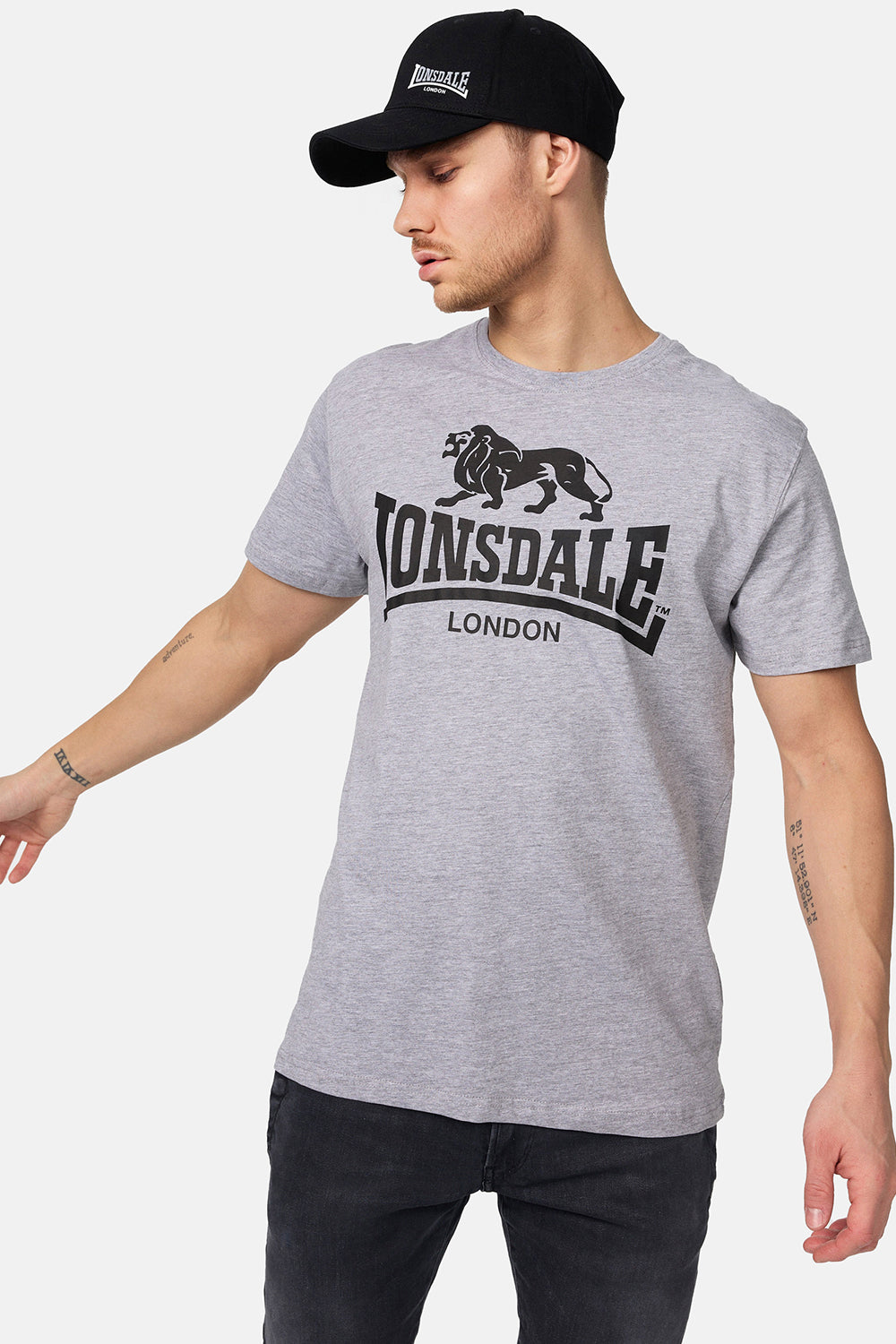 Lonsdale 119083 Regular Logo T-Shirt Marl Grey