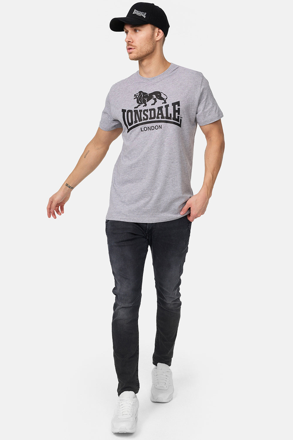 Lonsdale 119083 Regular Logo T-Shirt Marl Grey