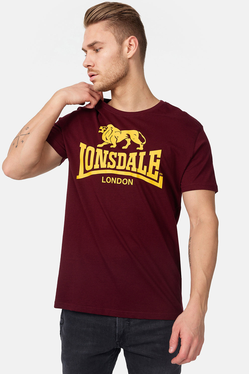 Lonsdale 119083 Regular Logo T-Shirt Vintage Oxblood